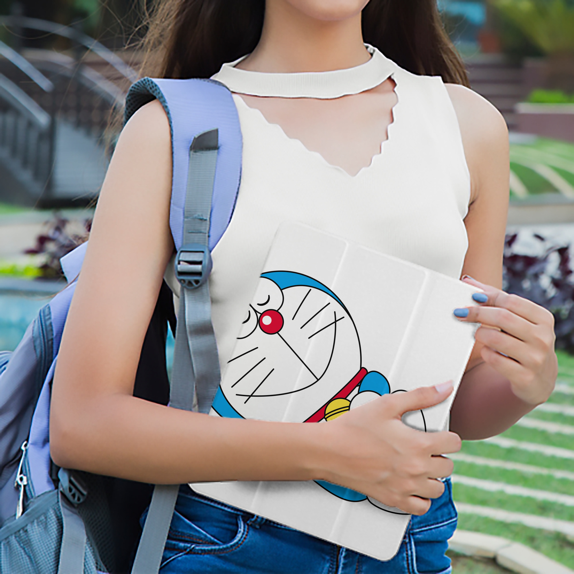 ドラえもん Doraemon IPad ケース ペン収納付き 三つ折りスタンド PUレザー×シリコン 対応機種9.5/10.5/10.9インチ