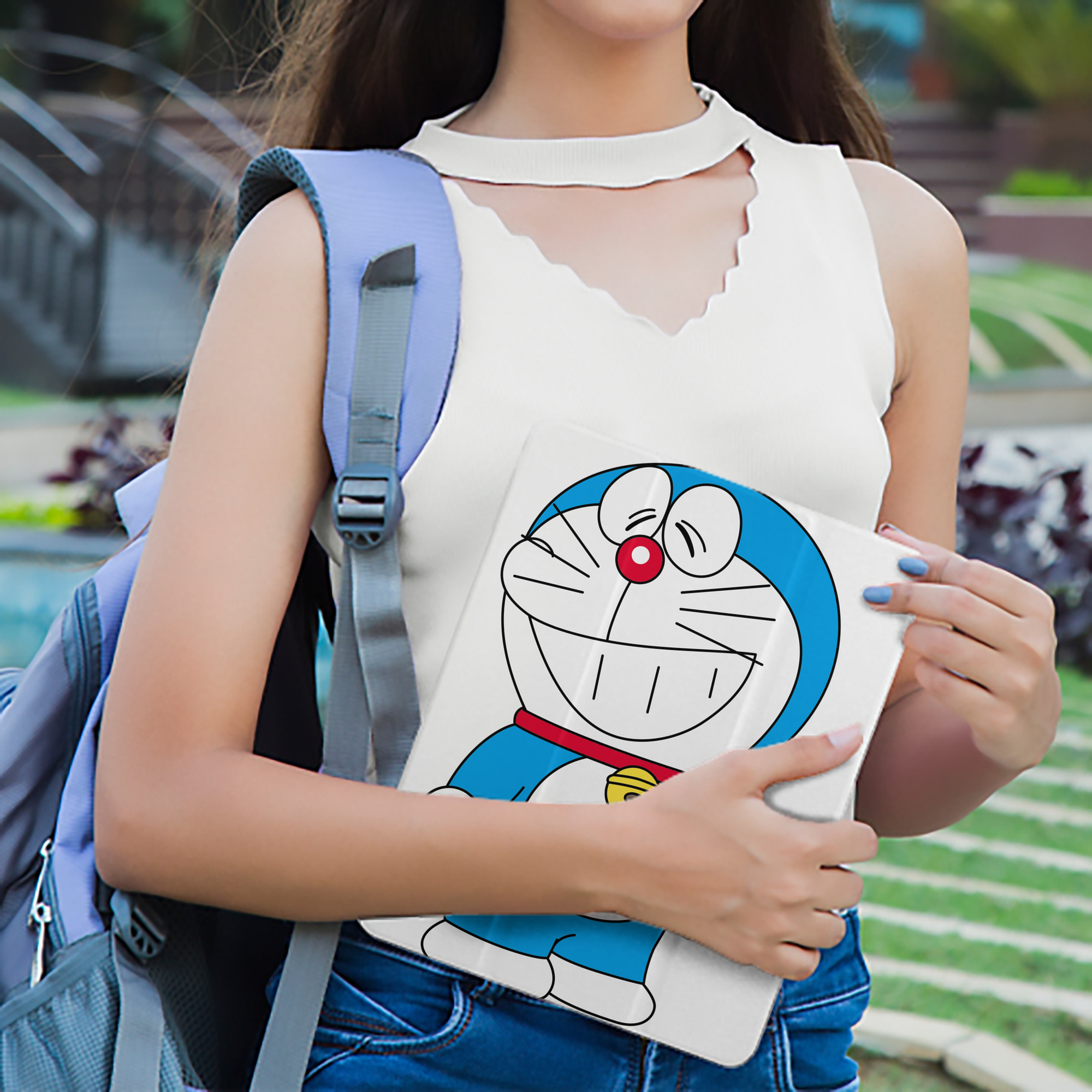 ドラえもん Doraemon IPad ケース ペン収納付き 三つ折りスタンド PUレザー×シリコン 対応機種9.5/10.5/10.9インチ