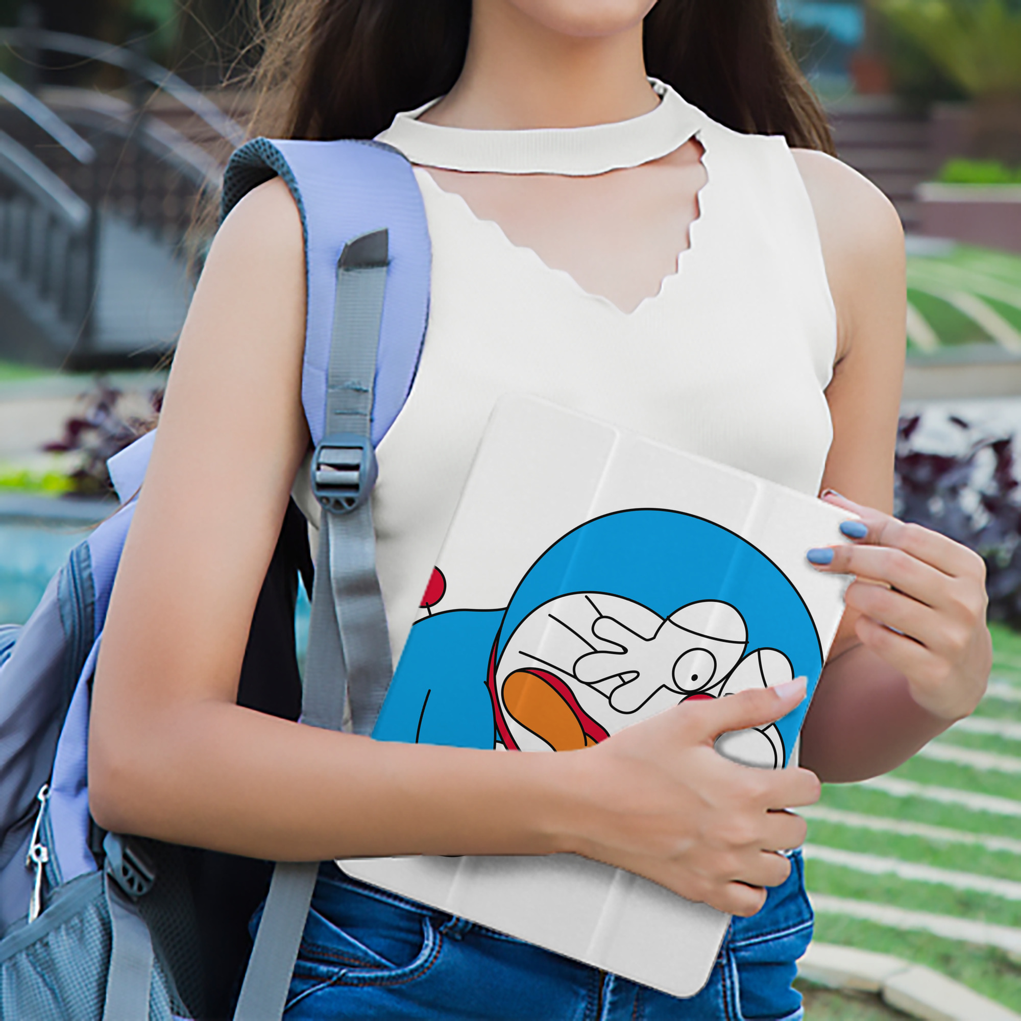 ドラえもん Doraemon IPad ケース ペン収納付き 三つ折りスタンド PUレザー×シリコン 対応機種9.5/10.5/10.9インチ