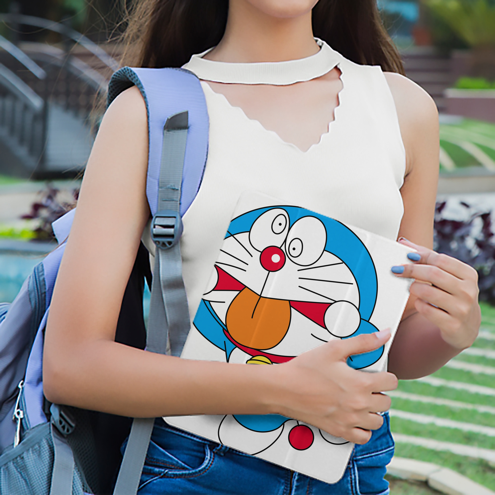 ドラえもん Doraemon IPad ケース ペン収納付き 三つ折りスタンド PUレザー×シリコン 対応機種9.5/10.5/10.9インチ