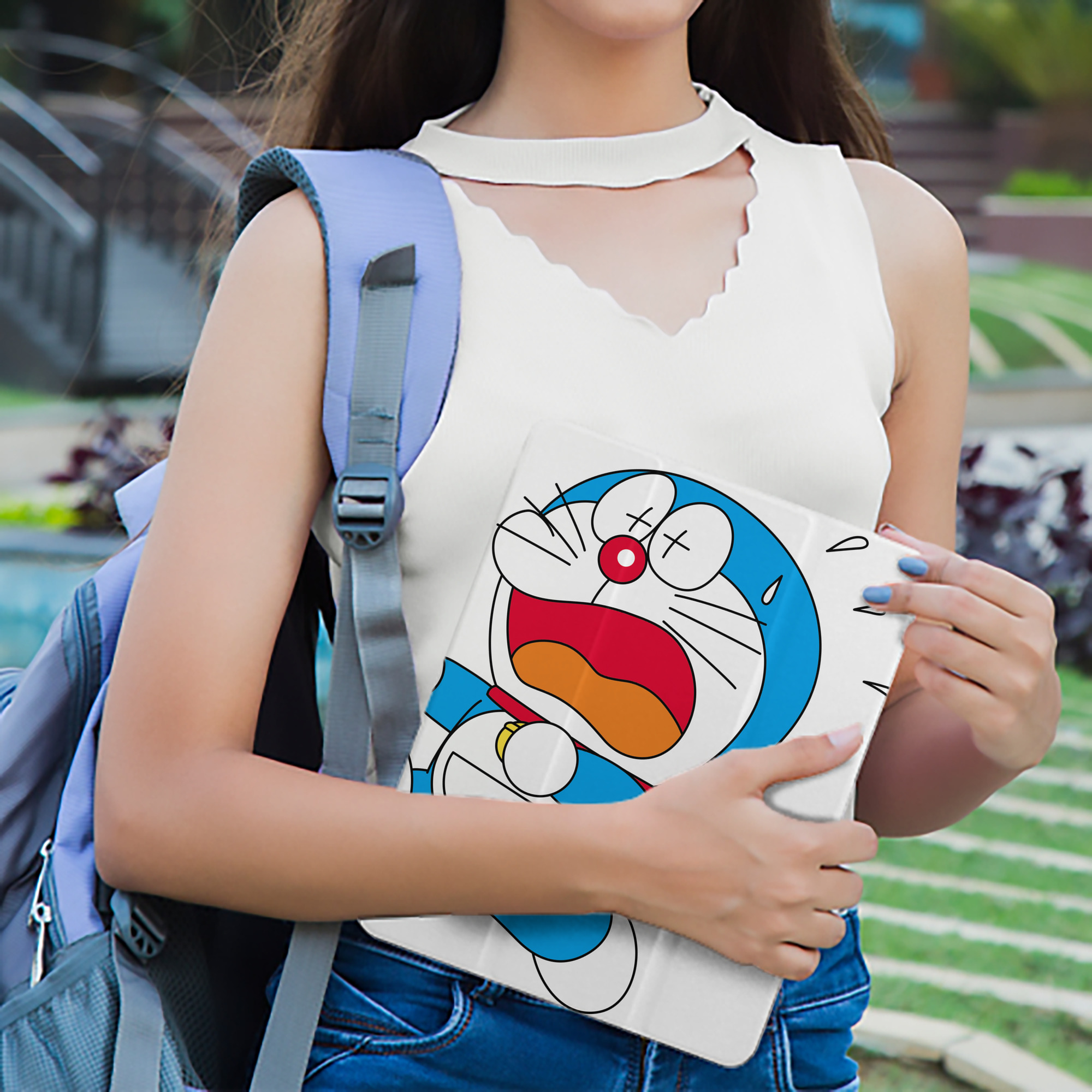 ドラえもん Doraemon IPad ケース ペン収納付き 三つ折りスタンド PUレザー×シリコン 対応機種9.5/10.5/10.9インチ