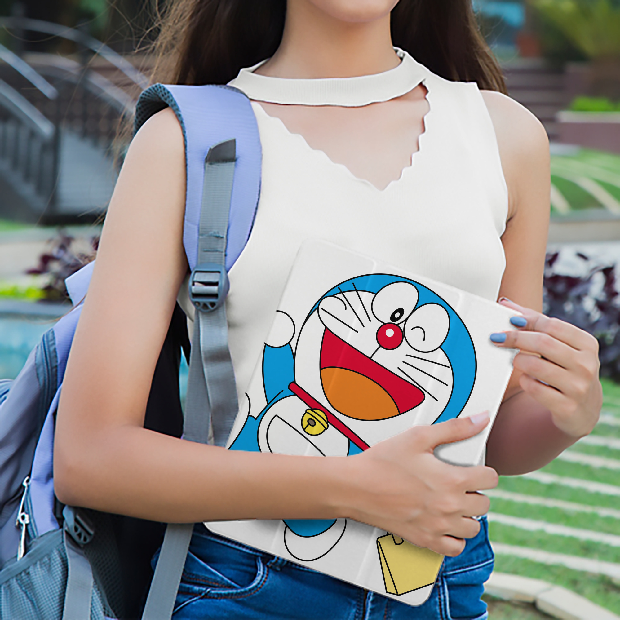 ドラえもん Doraemon IPad ケース ペン収納付き 三つ折りスタンド PUレザー×シリコン 対応機種9.5/10.5/10.9インチ