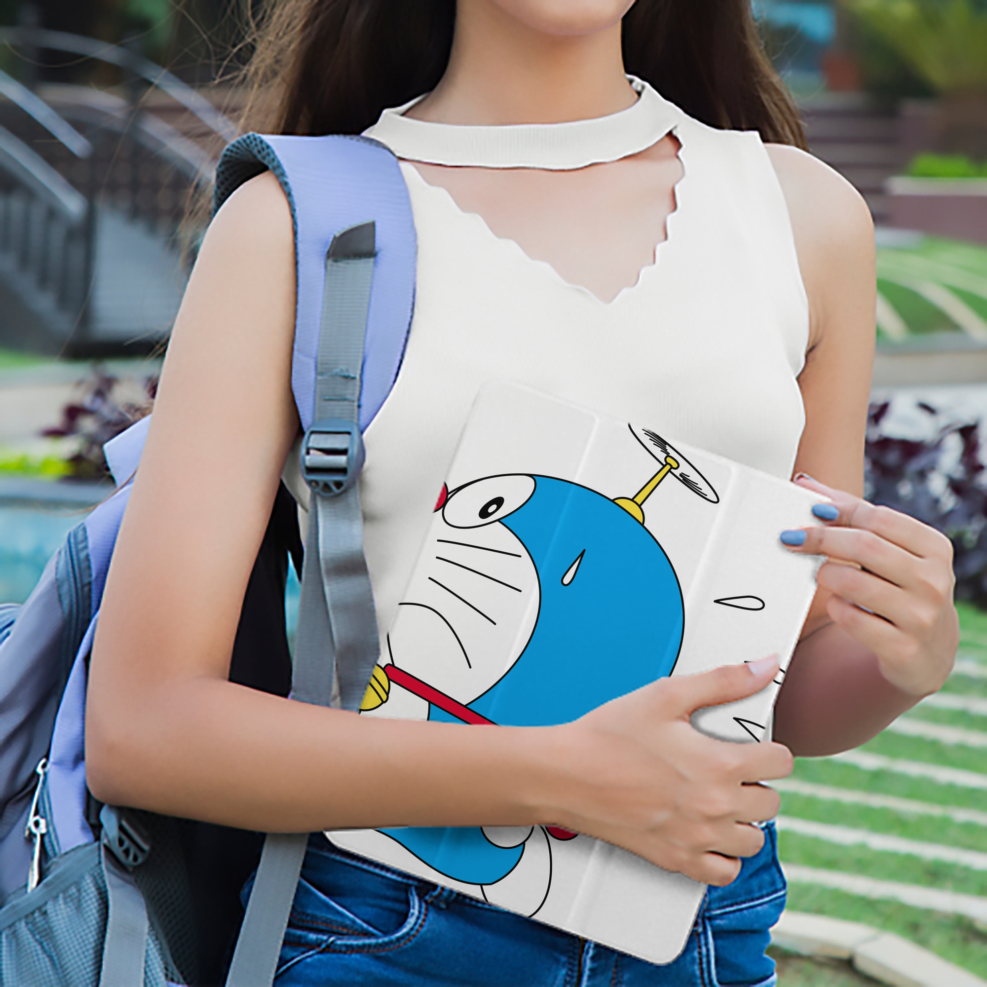 ドラえもん Doraemon IPad ケース ペン収納付き 三つ折りスタンド PUレザー×シリコン 対応機種9.5/10.5/10.9インチ