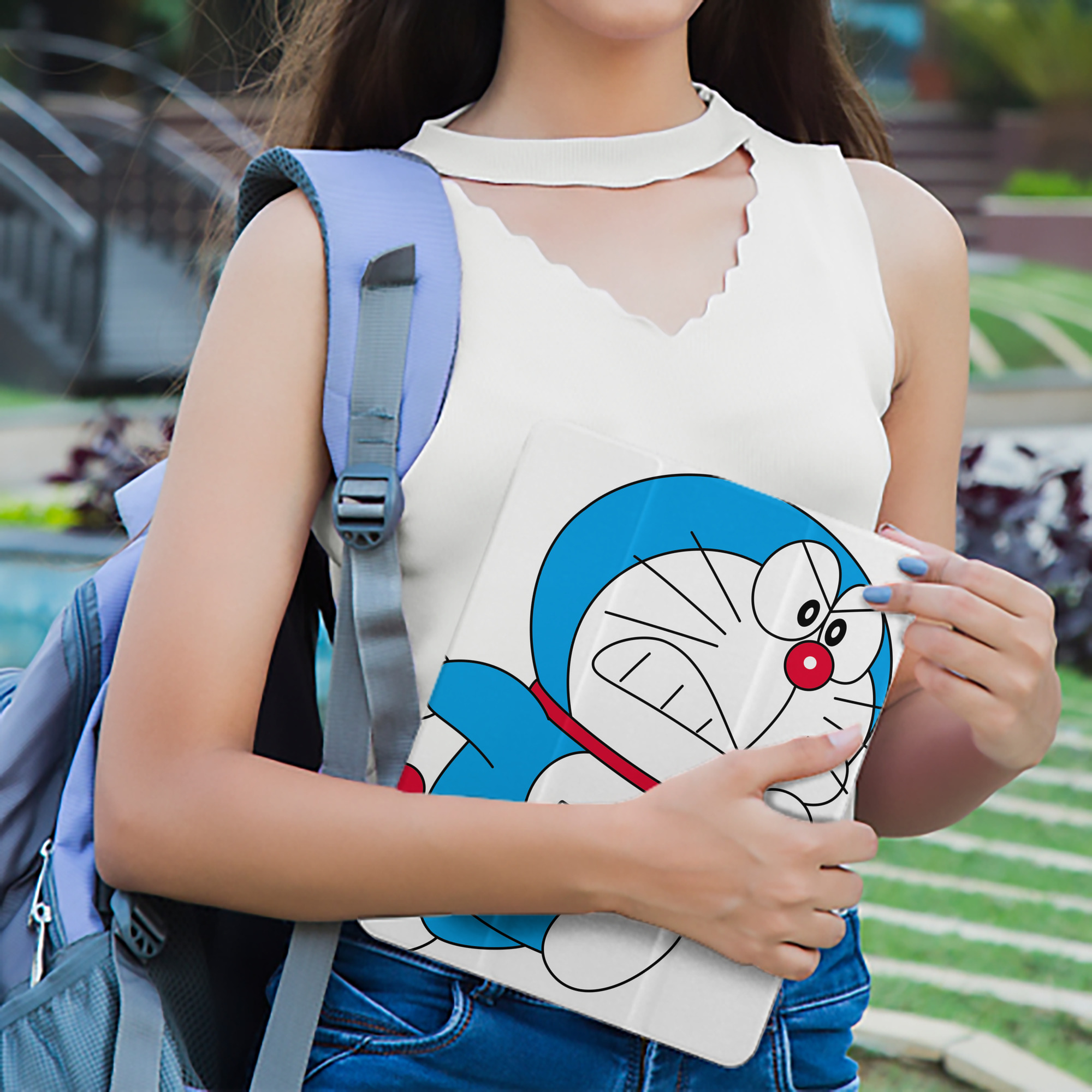 ドラえもん Doraemon IPad ケース ペン収納付き 三つ折りスタンド PUレザー×シリコン 対応機種9.5/10.5/10.9インチ