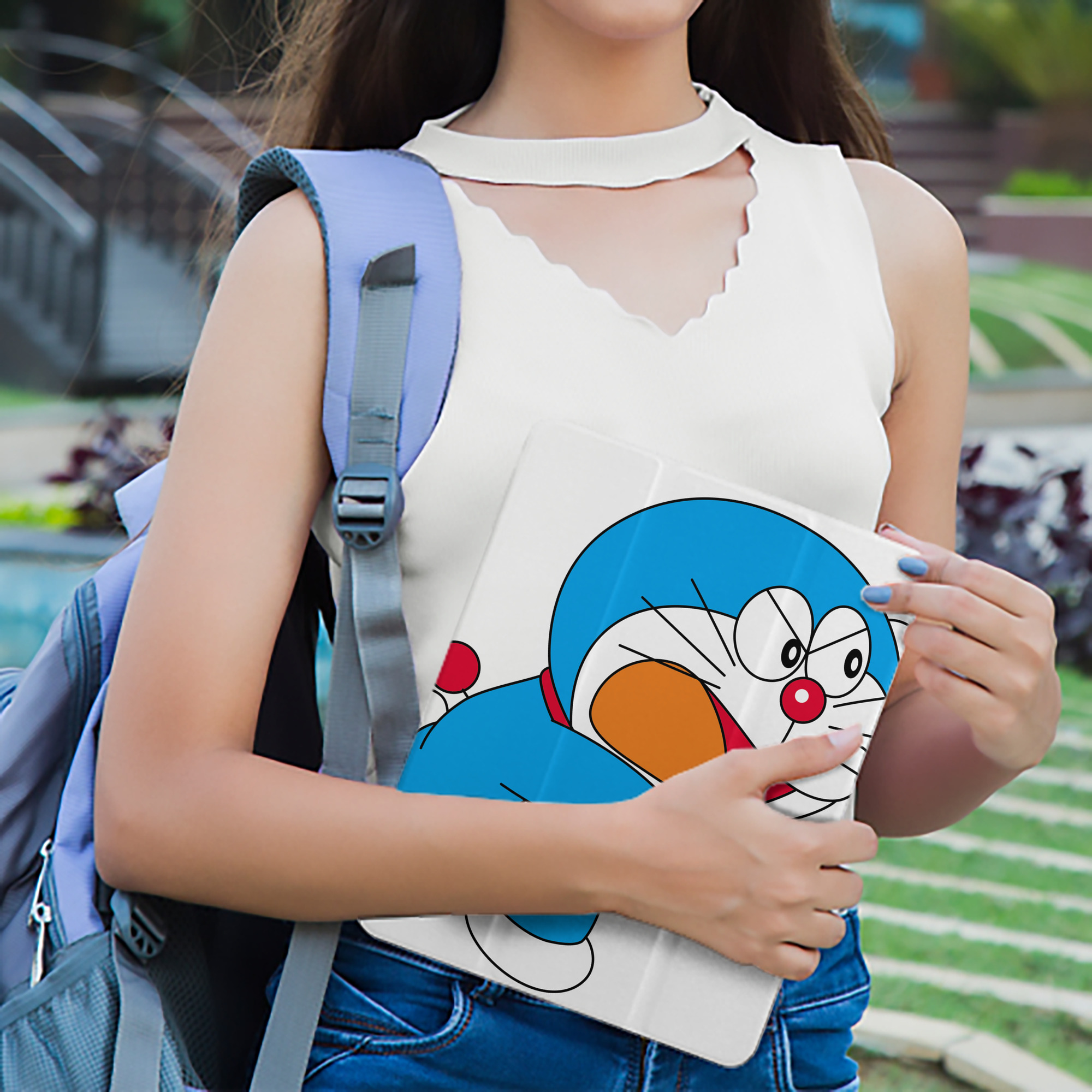 ドラえもん Doraemon IPad ケース ペン収納付き 三つ折りスタンド PUレザー×シリコン 対応機種9.5/10.5/10.9インチ