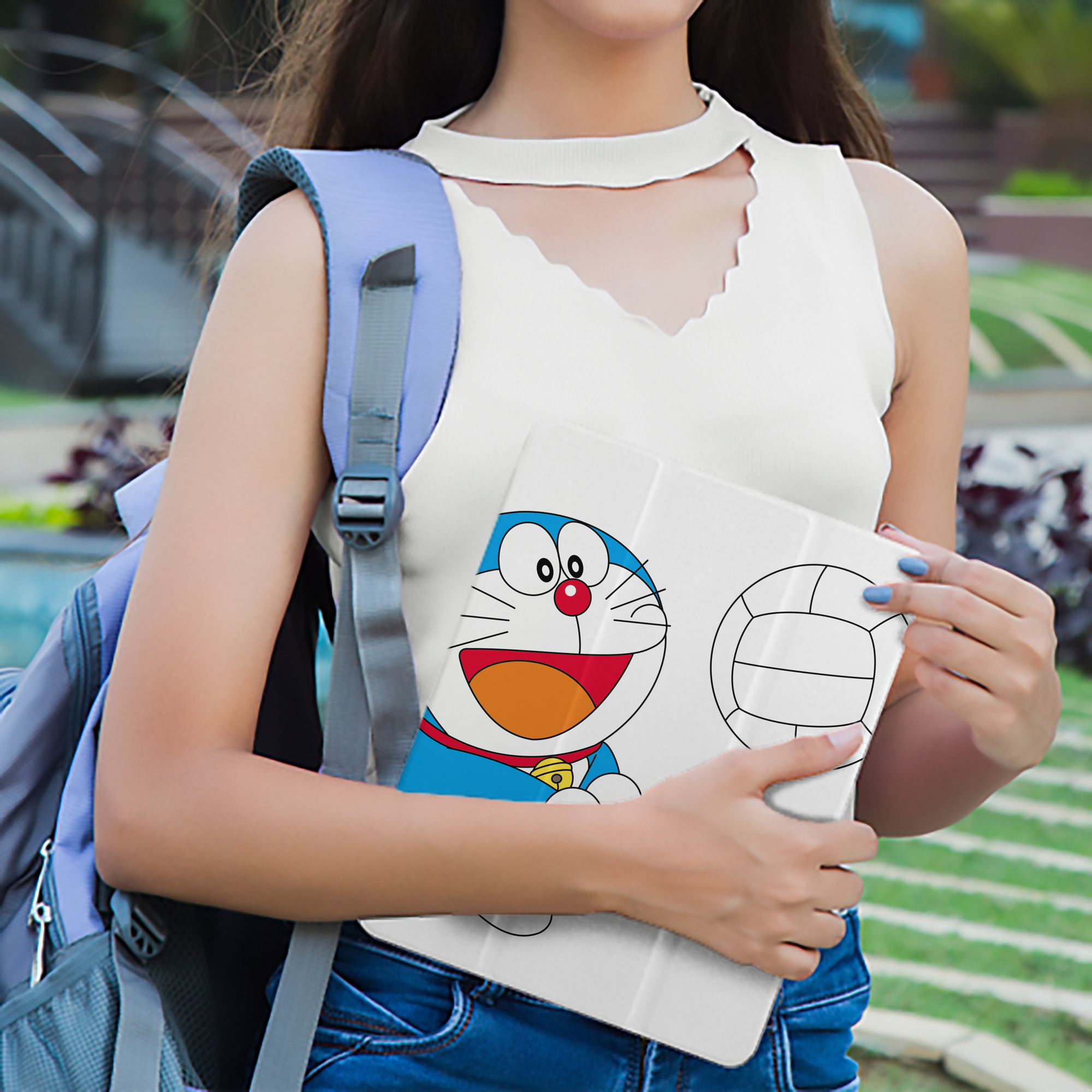 ドラえもん Doraemon IPad ケース ペン収納付き 三つ折りスタンド PUレザー×シリコン 対応機種9.5/10.5/10.9インチ