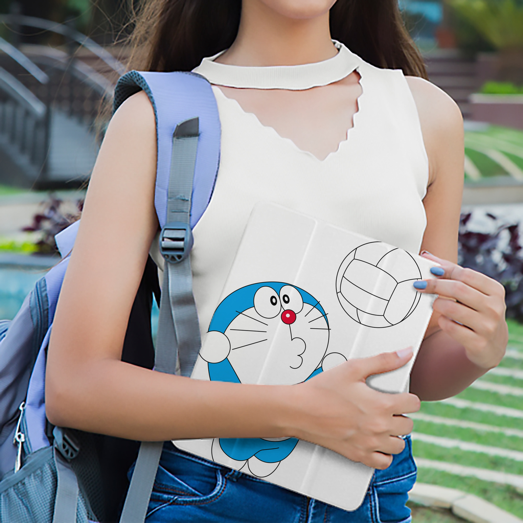 ドラえもん Doraemon IPad ケース ペン収納付き 三つ折りスタンド PUレザー×シリコン 対応機種9.5/10.5/10.9インチ