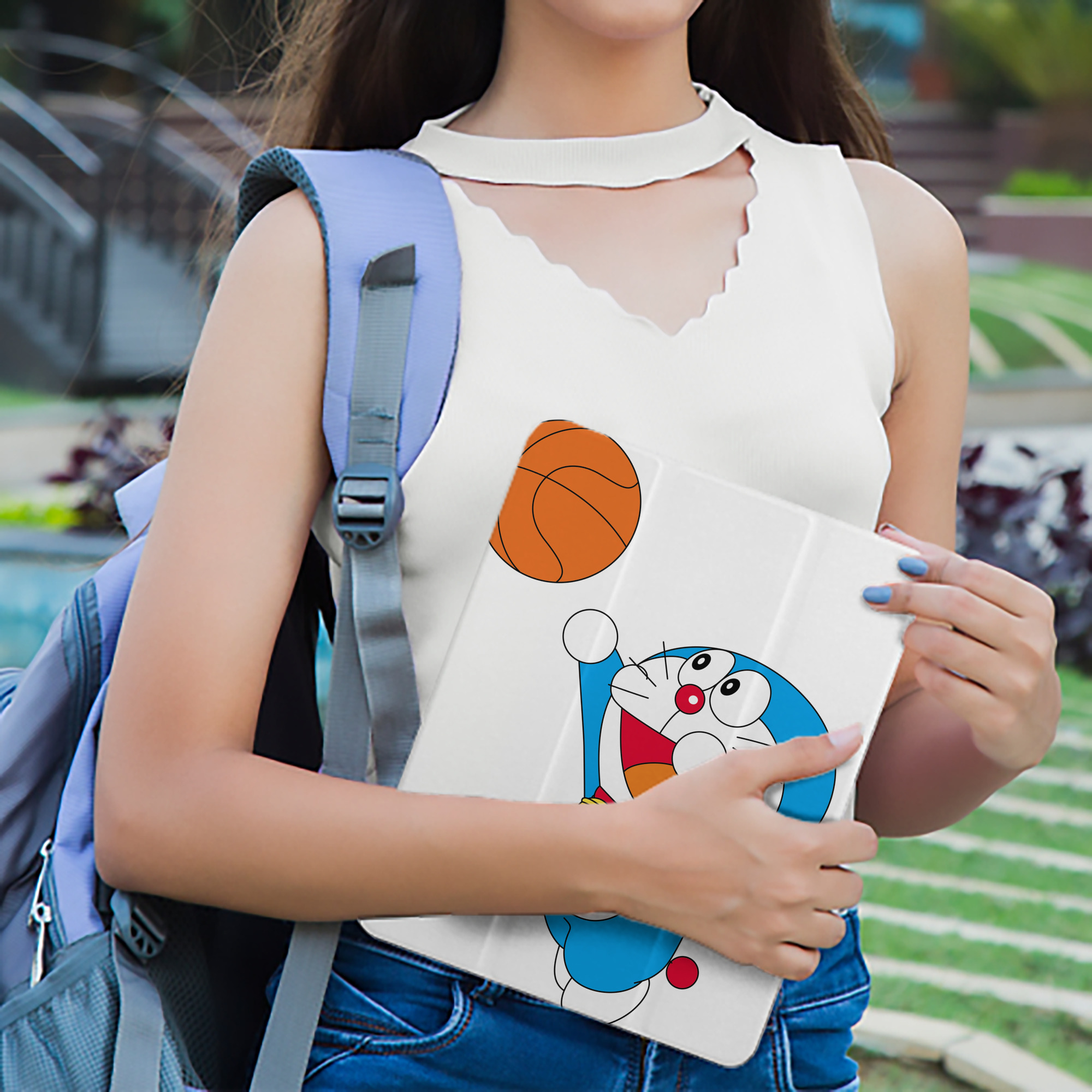 ドラえもん Doraemon IPad ケース ペン収納付き 三つ折りスタンド PUレザー×シリコン 対応機種9.5/10.5/10.9インチ