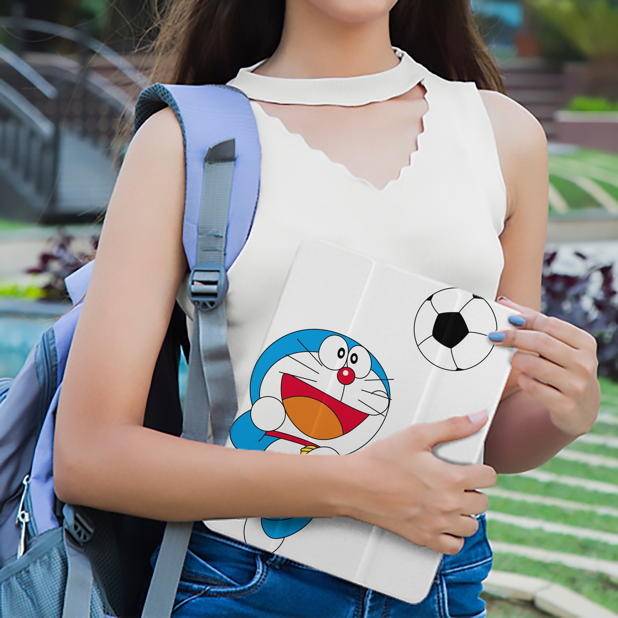 ドラえもん Doraemon IPad ケース ペン収納付き 三つ折りスタンド PUレザー×シリコン 対応機種9.5/10.5/10.9インチ