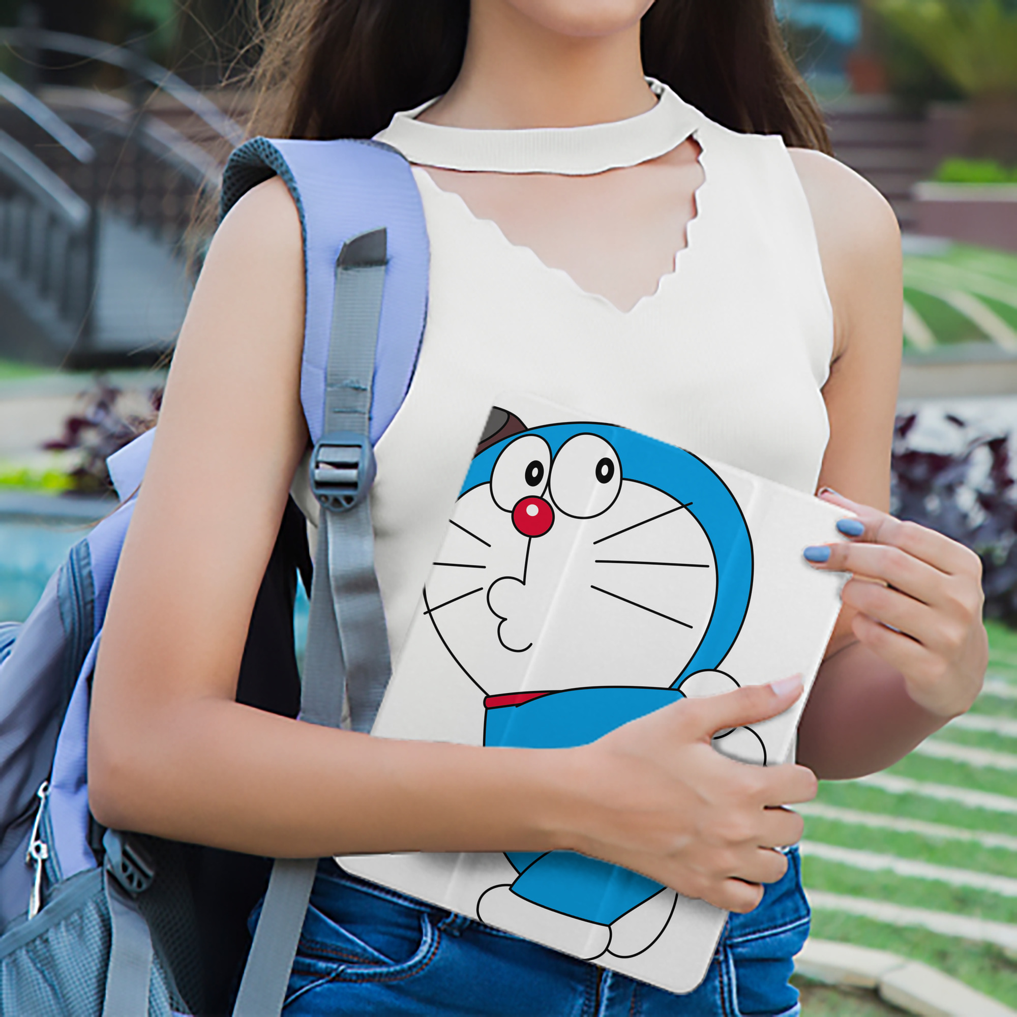 ドラえもん Doraemon IPad ケース ペン収納付き 三つ折りスタンド PUレザー×シリコン 対応機種9.5/10.5/10.9インチ