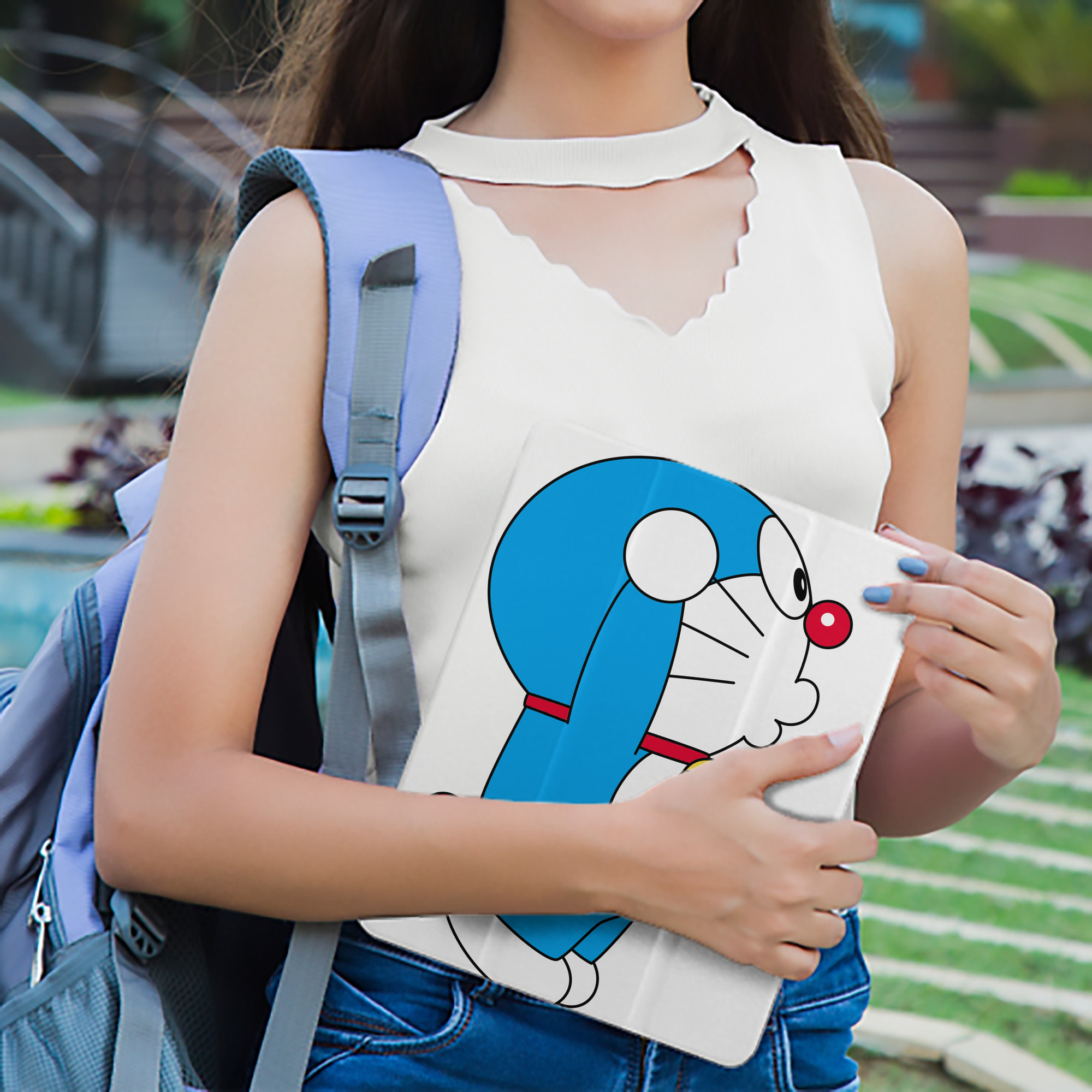 ドラえもん Doraemon IPad ケース ペン収納付き 三つ折りスタンド PUレザー×シリコン 対応機種9.5/10.5/10.9インチ