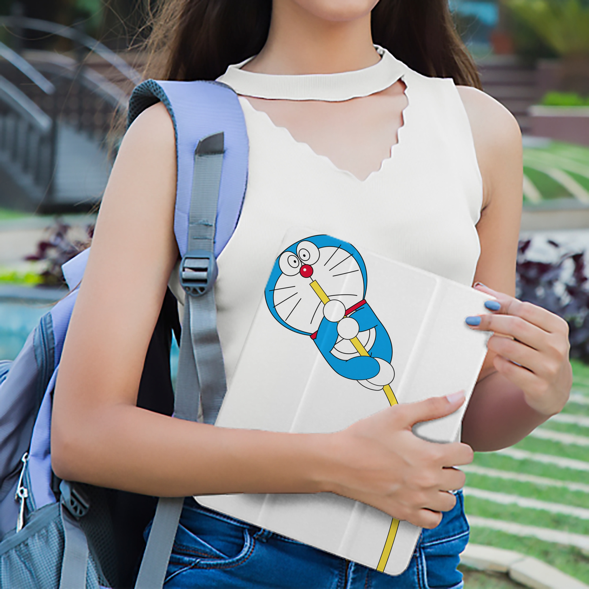 ドラえもん Doraemon IPad ケース ペン収納付き 三つ折りスタンド PUレザー×シリコン 対応機種9.5/10.5/10.9インチ