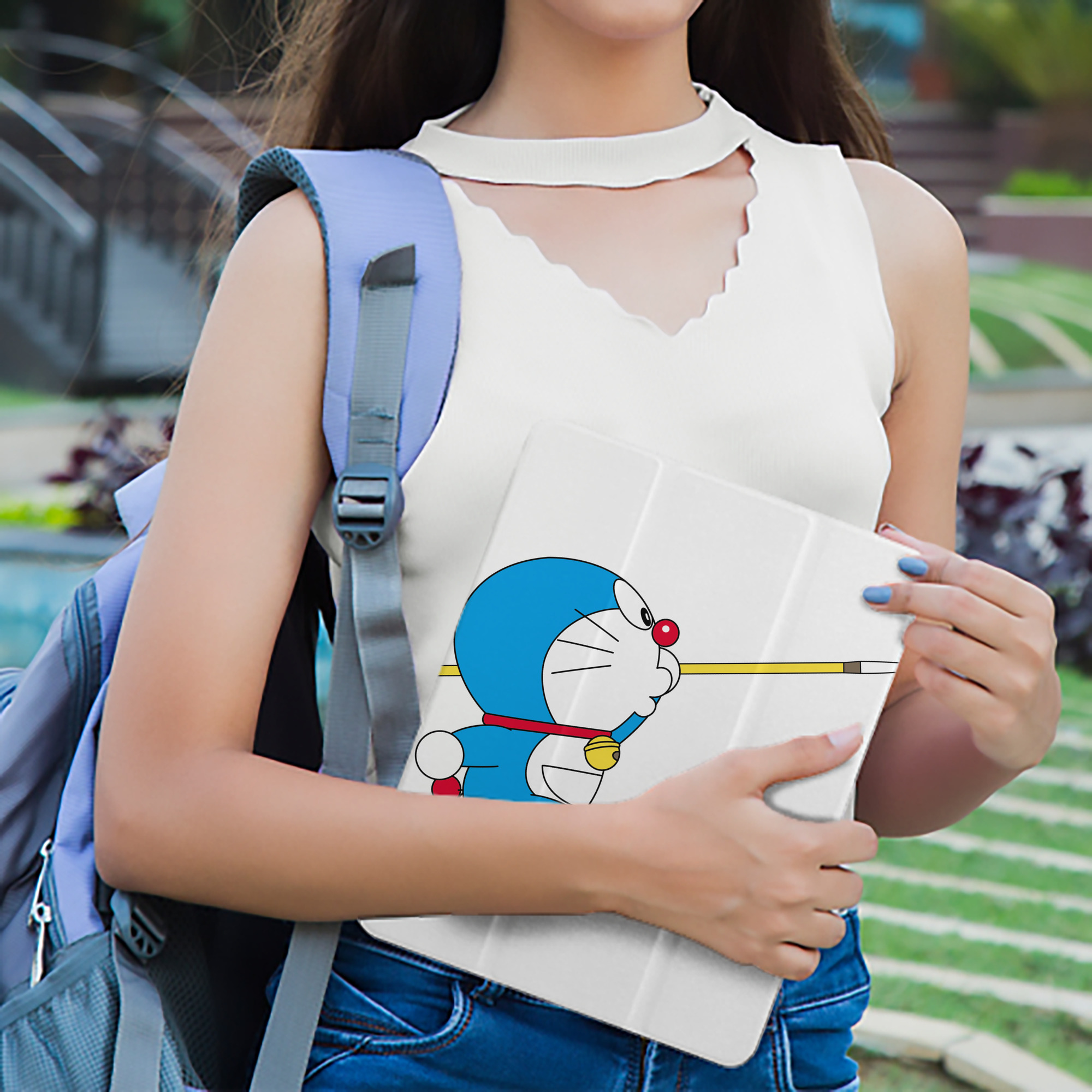 ドラえもん Doraemon IPad ケース ペン収納付き 三つ折りスタンド PUレザー×シリコン 対応機種9.5/10.5/10.9インチ