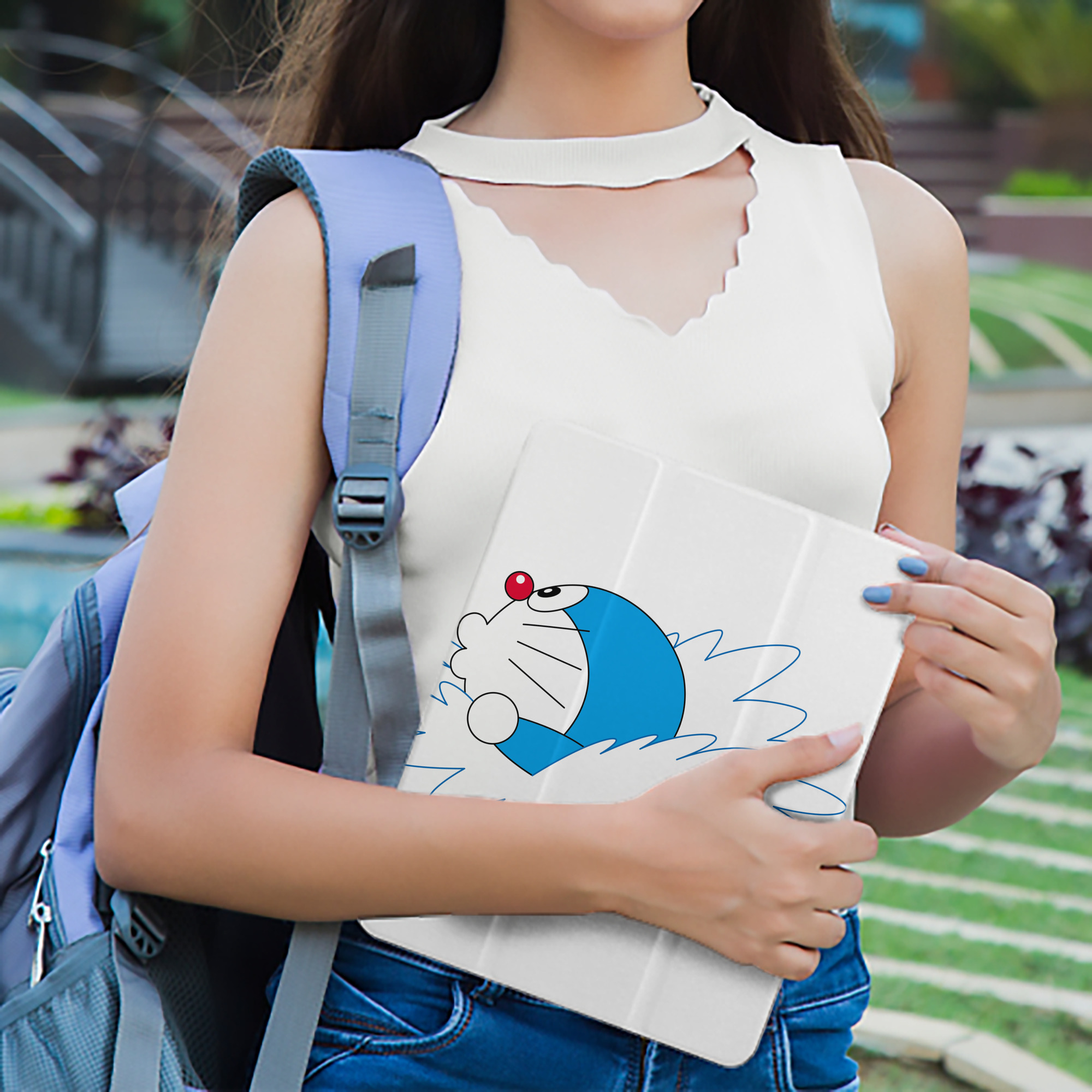 ドラえもん Doraemon IPad ケース ペン収納付き 三つ折りスタンド PUレザー×シリコン 対応機種9.5/10.5/10.9インチ