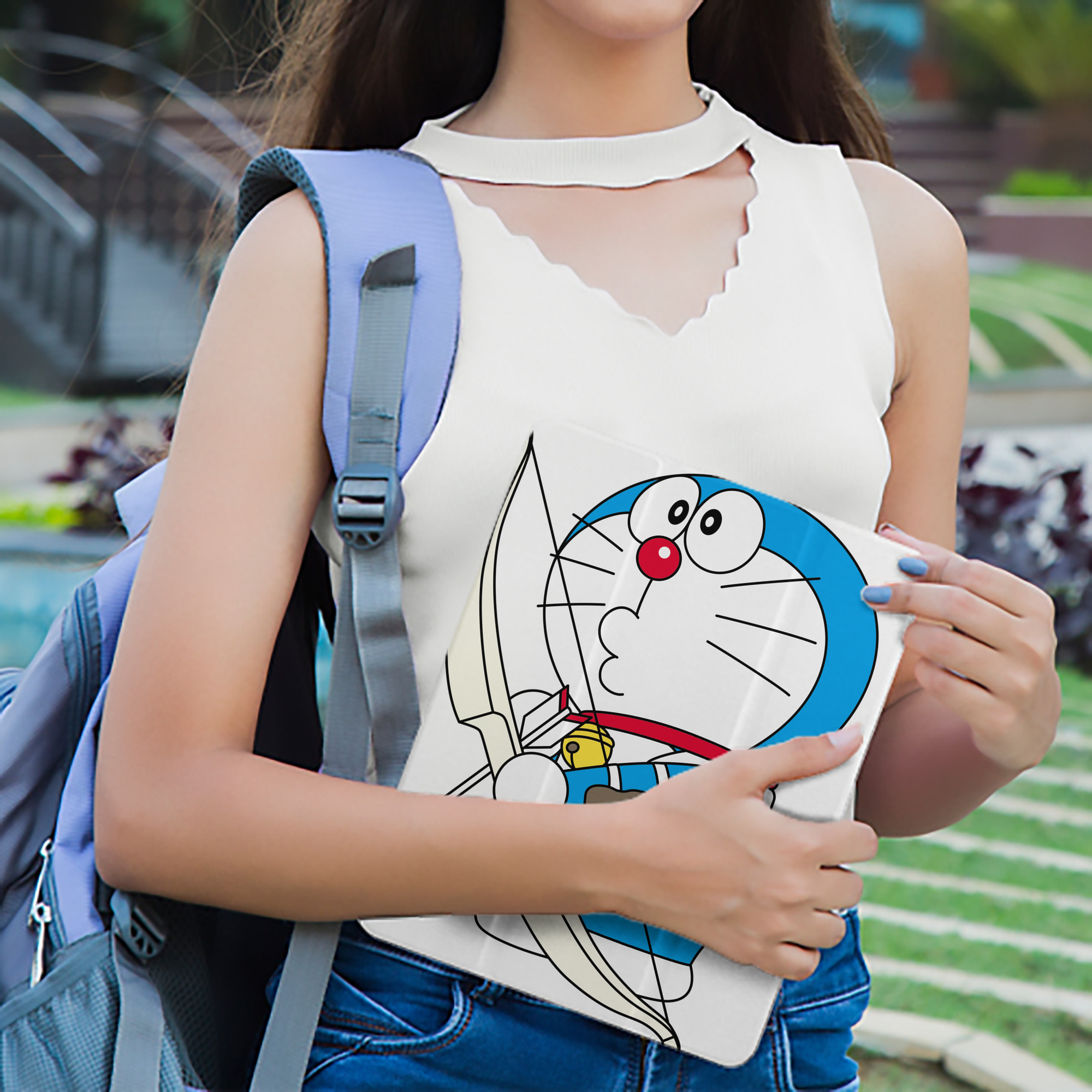 ドラえもん Doraemon IPad ケース ペン収納付き 三つ折りスタンド PUレザー×シリコン 対応機種9.5/10.5/10.9インチ
