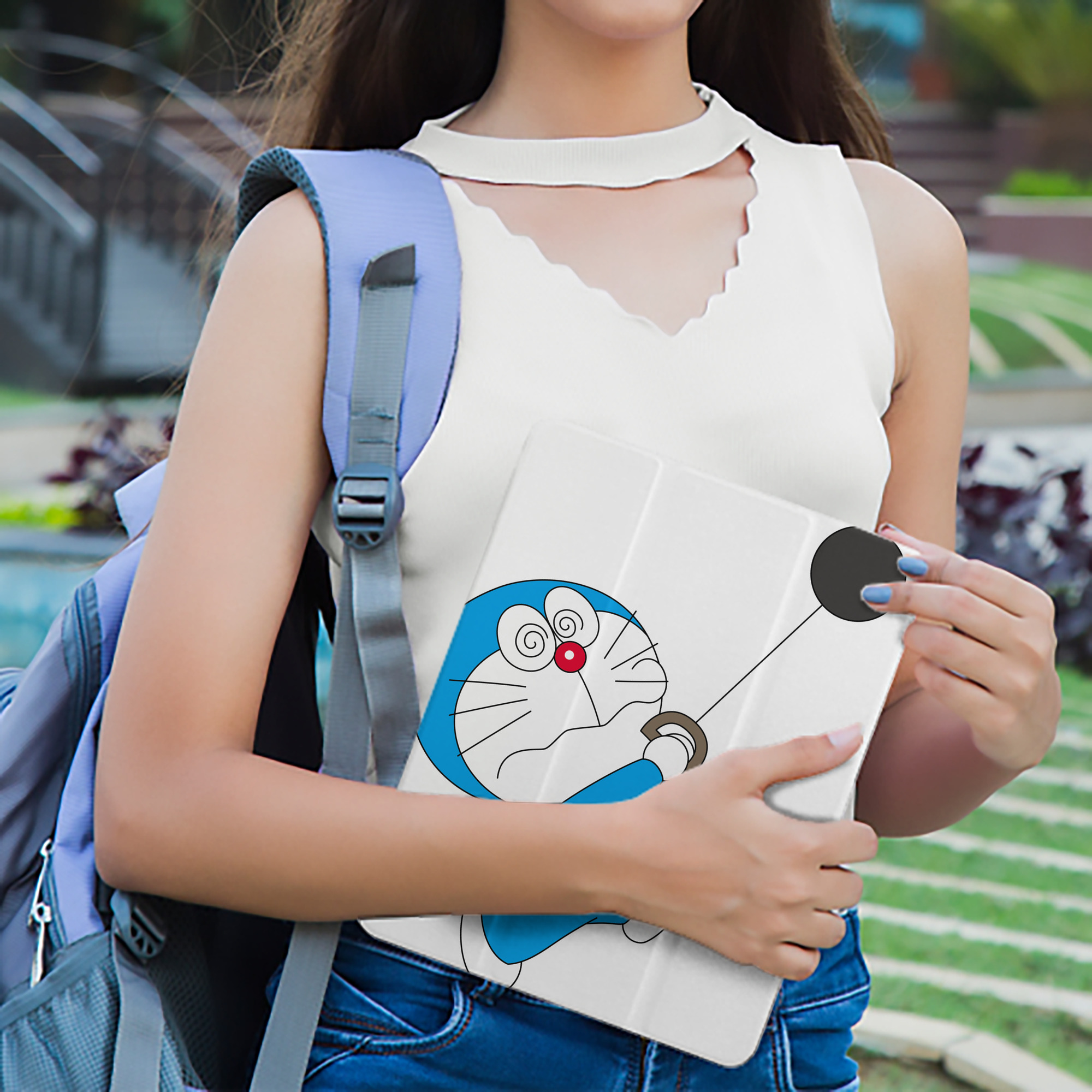 ドラえもん Doraemon IPad ケース ペン収納付き 三つ折りスタンド PUレザー×シリコン 対応機種9.5/10.5/10.9インチ