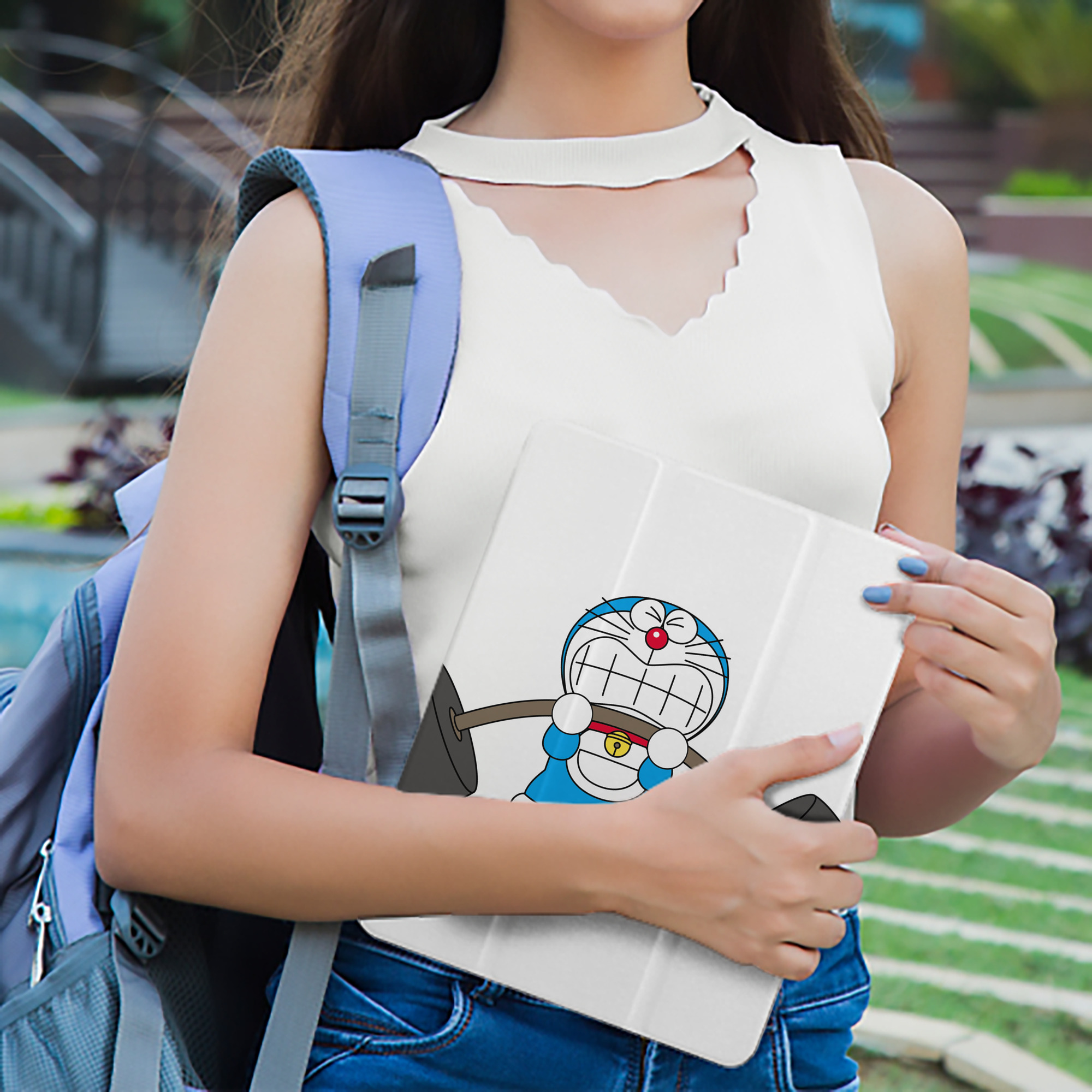 ドラえもん Doraemon IPad ケース ペン収納付き 三つ折りスタンド PUレザー×シリコン 対応機種9.5/10.5/10.9インチ