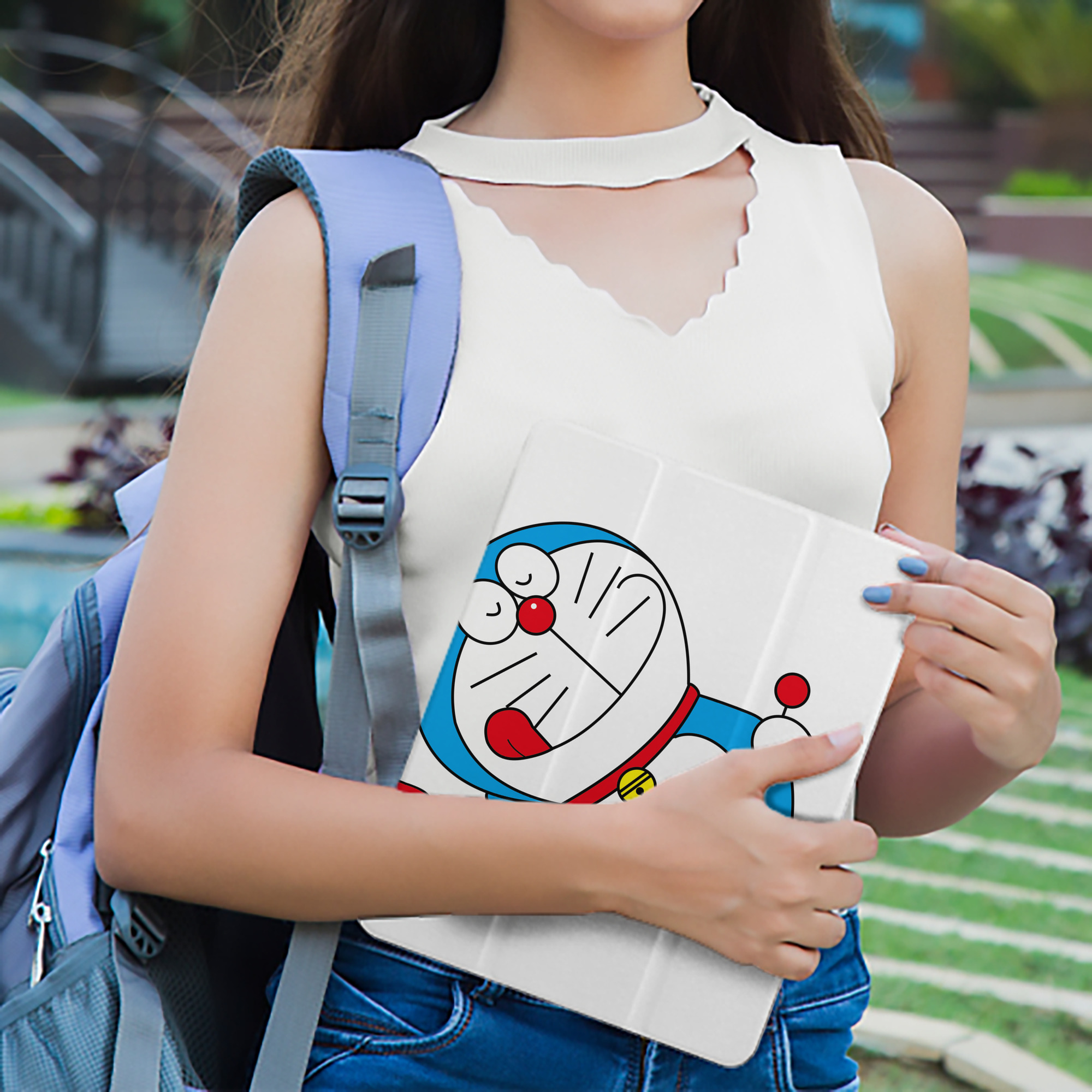 ドラえもん Doraemon IPad ケース ペン収納付き 三つ折りスタンド PUレザー×シリコン 対応機種9.5/10.5/10.9インチ