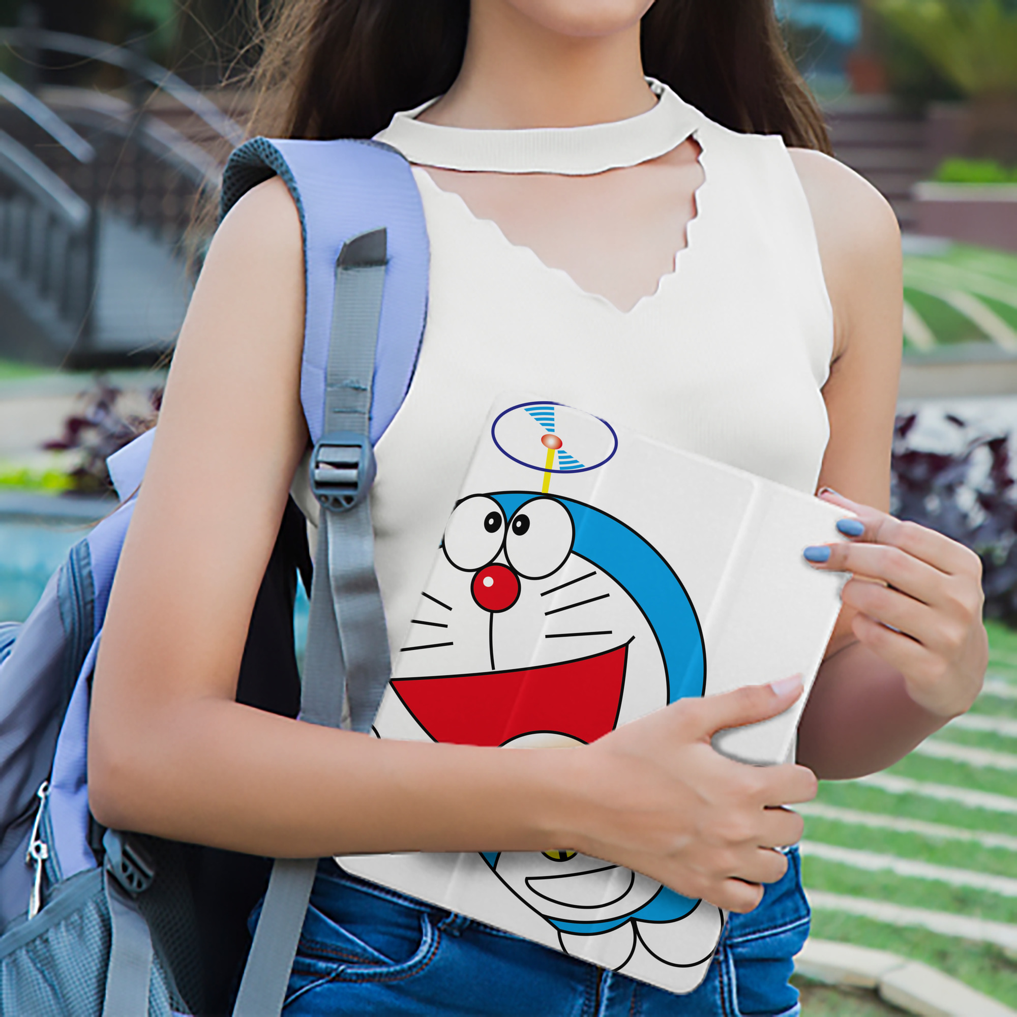 ドラえもん Doraemon IPad ケース ペン収納付き 三つ折りスタンド PUレザー×シリコン 対応機種9.5/10.5/10.9インチ