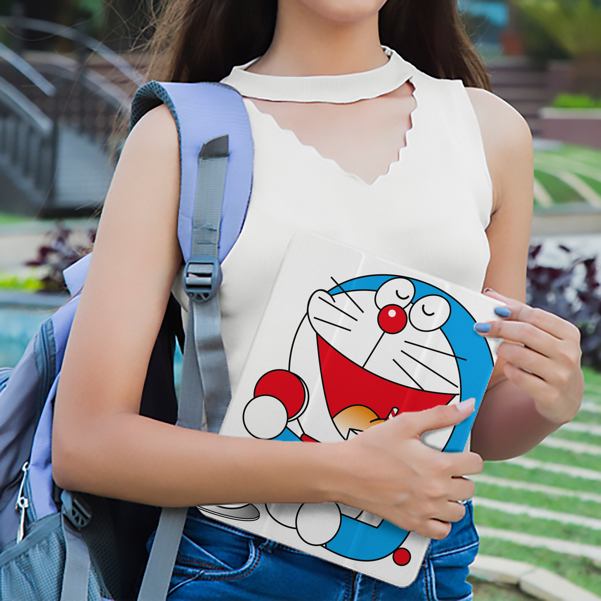ドラえもん Doraemon IPad ケース ペン収納付き 三つ折りスタンド PUレザー×シリコン 対応機種9.5/10.5/10.9インチ
