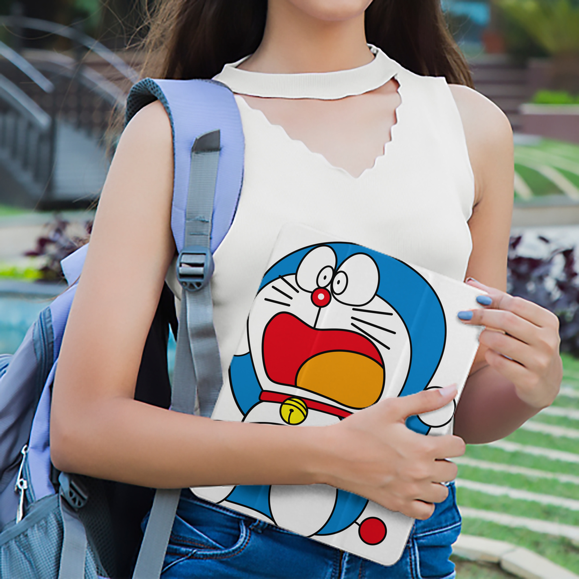 ドラえもん Doraemon IPad ケース ペン収納付き 三つ折りスタンド PUレザー×シリコン 対応機種9.5/10.5/10.9インチ