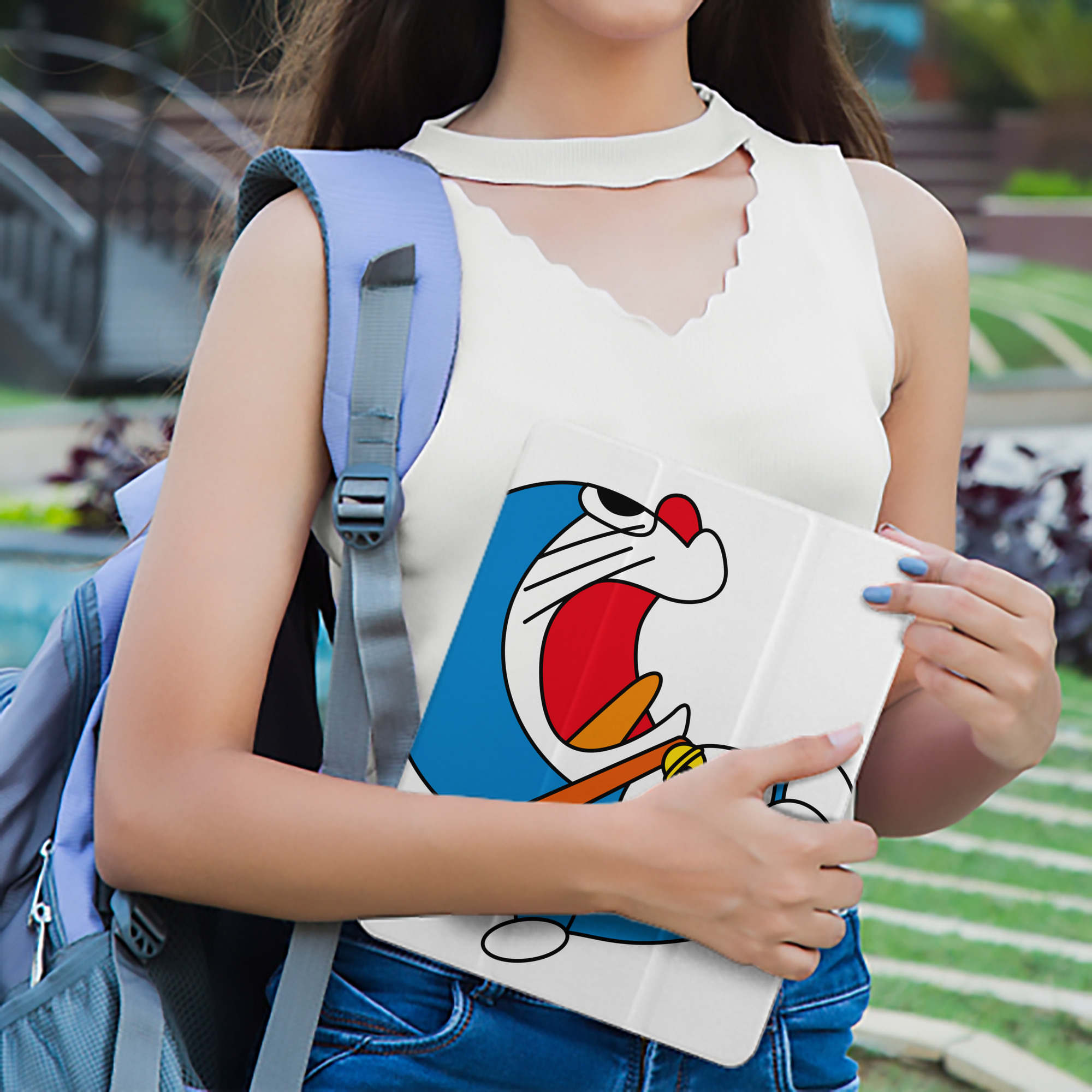 ドラえもん Doraemon IPad ケース ペン収納付き 三つ折りスタンド PUレザー×シリコン 対応機種9.5/10.5/10.9インチ