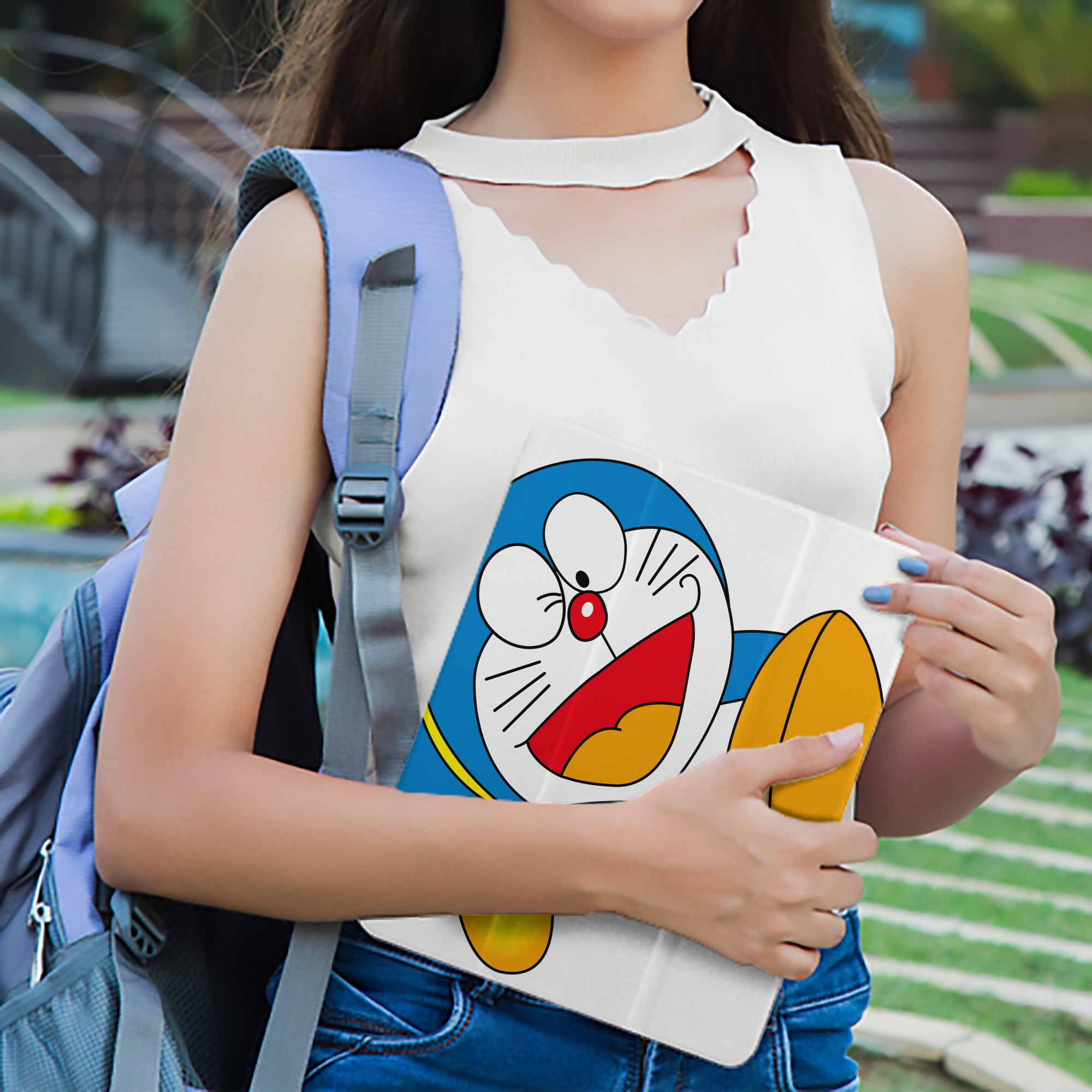 ドラえもん Doraemon IPad ケース ペン収納付き 三つ折りスタンド PUレザー×シリコン 対応機種9.5/10.5/10.9インチ