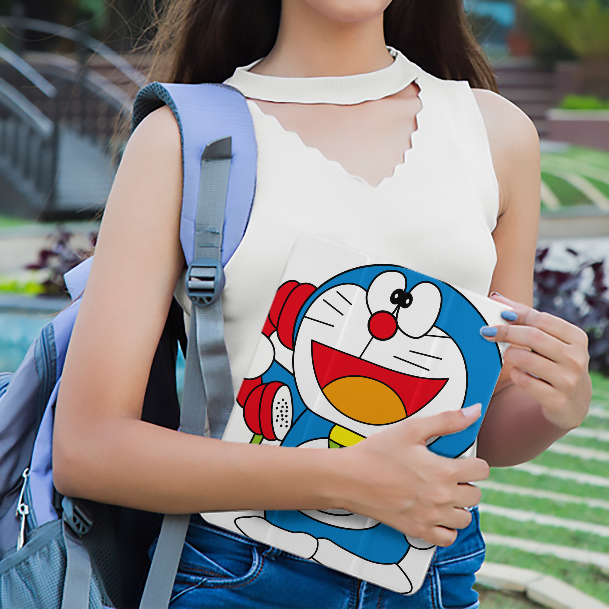 ドラえもん Doraemon IPad ケース ペン収納付き 三つ折りスタンド PUレザー×シリコン 対応機種9.5/10.5/10.9インチ