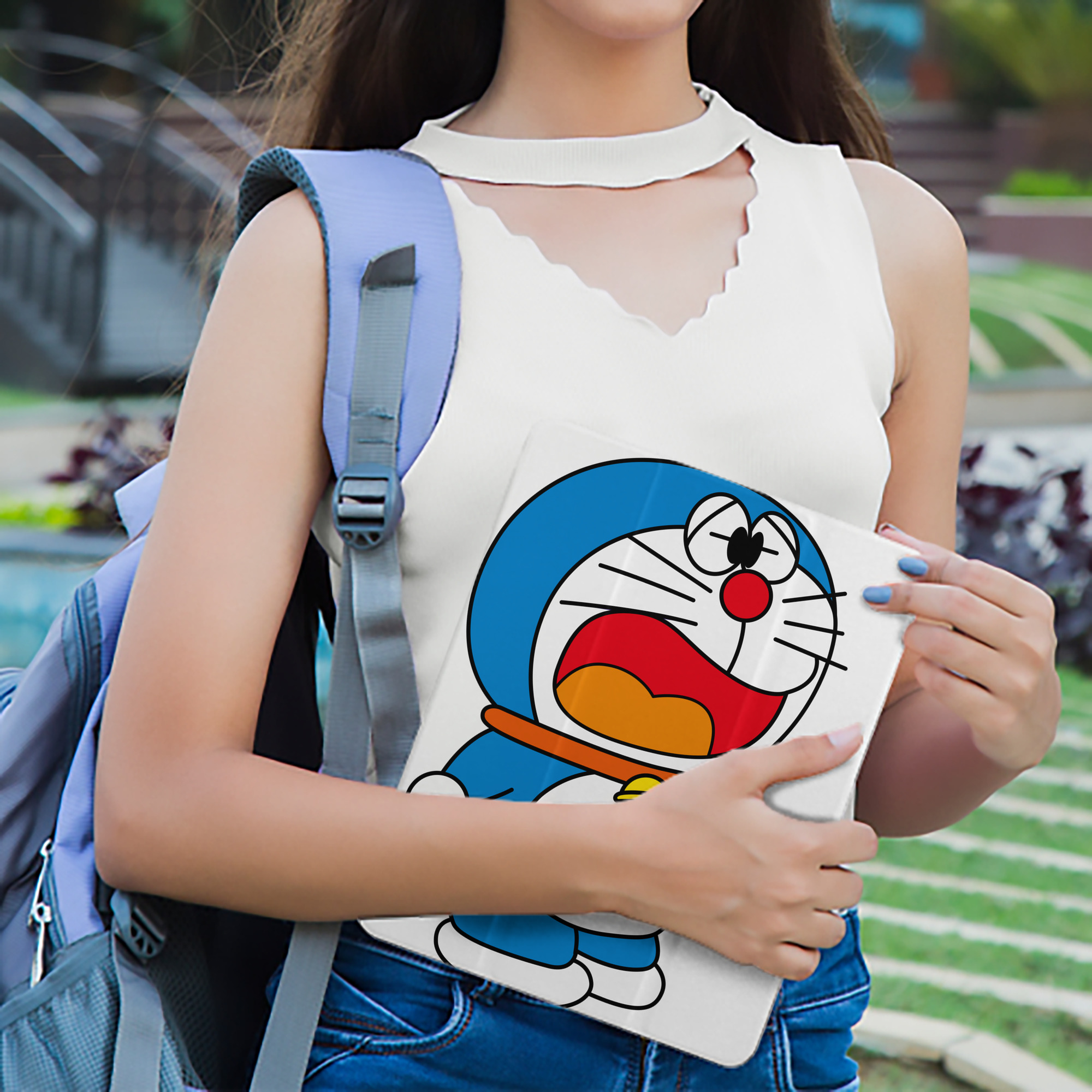 ドラえもん Doraemon IPad ケース ペン収納付き 三つ折りスタンド PUレザー×シリコン 対応機種9.5/10.5/10.9インチ