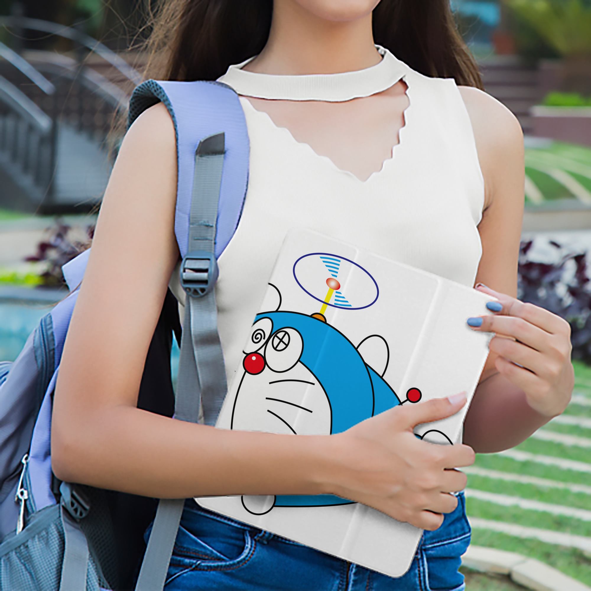 ドラえもん Doraemon IPad ケース ペン収納付き 三つ折りスタンド PUレザー×シリコン 対応機種9.5/10.5/10.9インチ