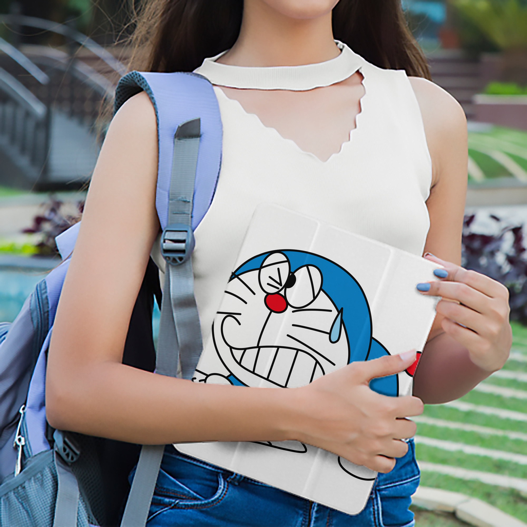 ドラえもん Doraemon IPad ケース ペン収納付き 三つ折りスタンド PUレザー×シリコン 対応機種9.5/10.5/10.9インチ