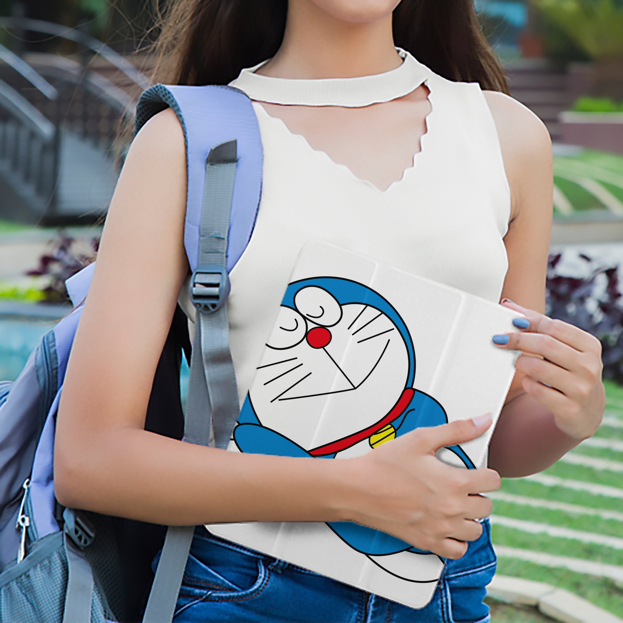ドラえもん Doraemon IPad ケース ペン収納付き 三つ折りスタンド PUレザー×シリコン 対応機種9.5/10.5/10.9インチ