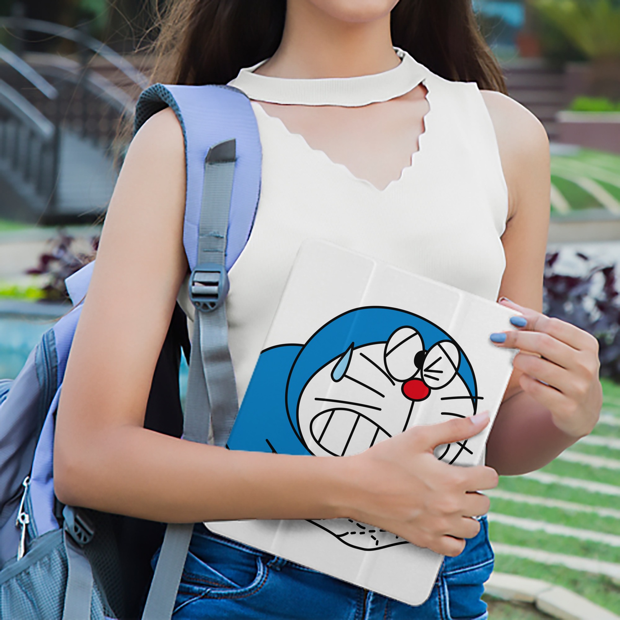 ドラえもん Doraemon IPad ケース ペン収納付き 三つ折りスタンド PUレザー×シリコン 対応機種9.5/10.5/10.9インチ