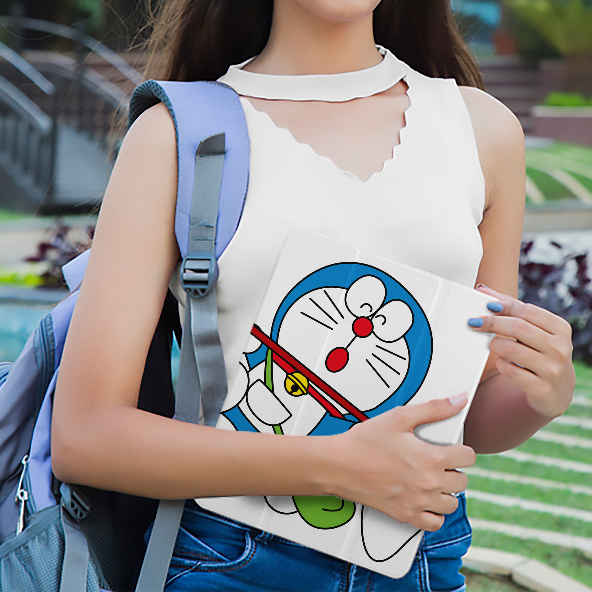 ドラえもん Doraemon IPad ケース ペン収納付き 三つ折りスタンド PUレザー×シリコン 対応機種9.5/10.5/10.9インチ