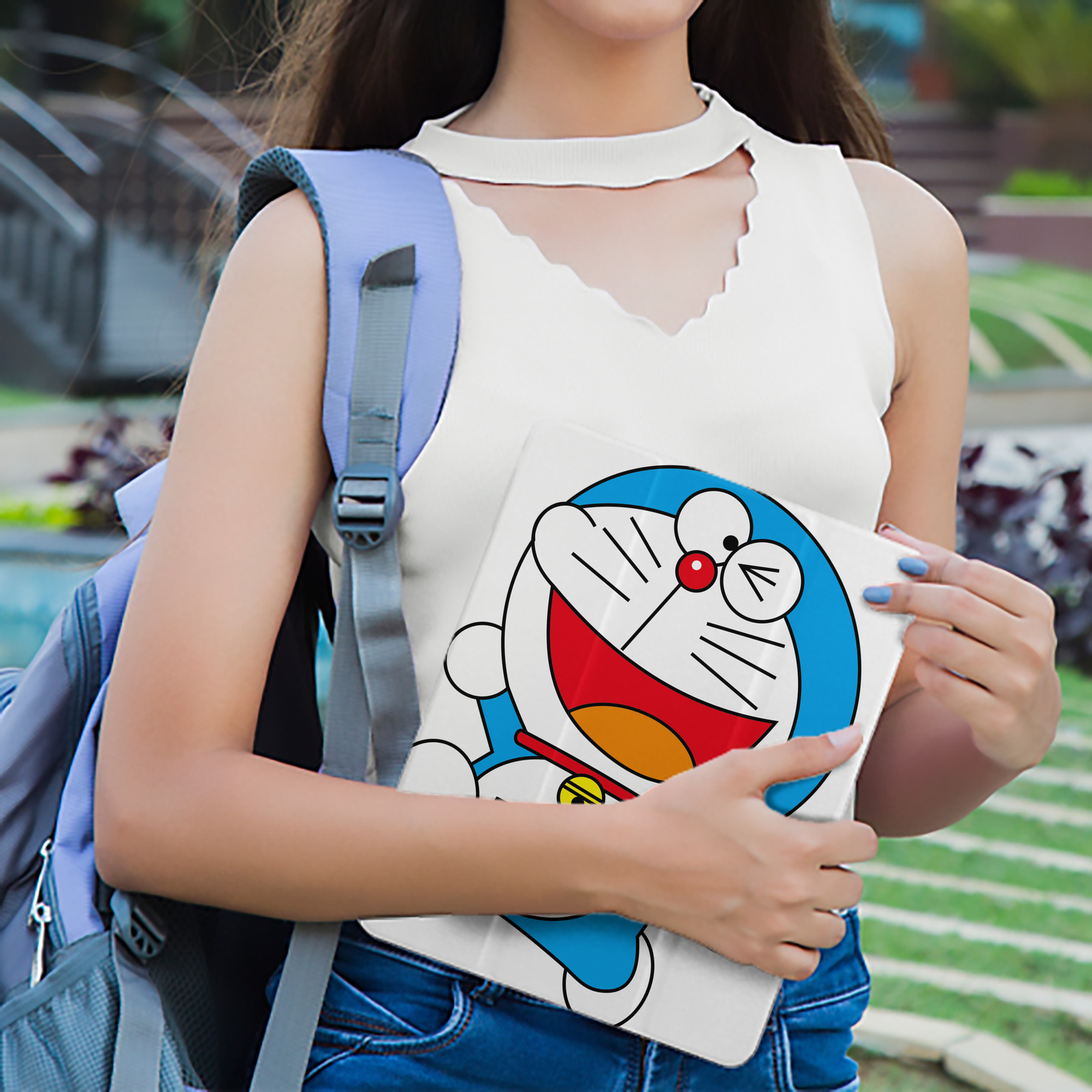 ドラえもん Doraemon IPad ケース ペン収納付き 三つ折りスタンド PUレザー×シリコン 対応機種9.5/10.5/10.9インチ