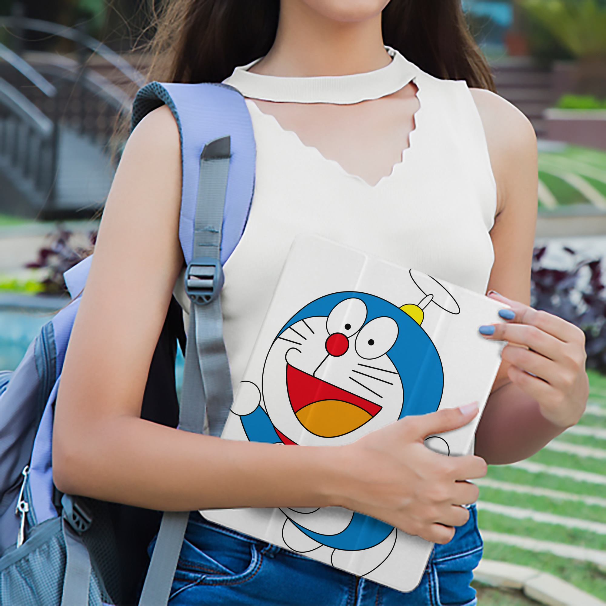 ドラえもん Doraemon IPad ケース ペン収納付き 三つ折りスタンド PUレザー×シリコン 対応機種9.5/10.5/10.9インチ