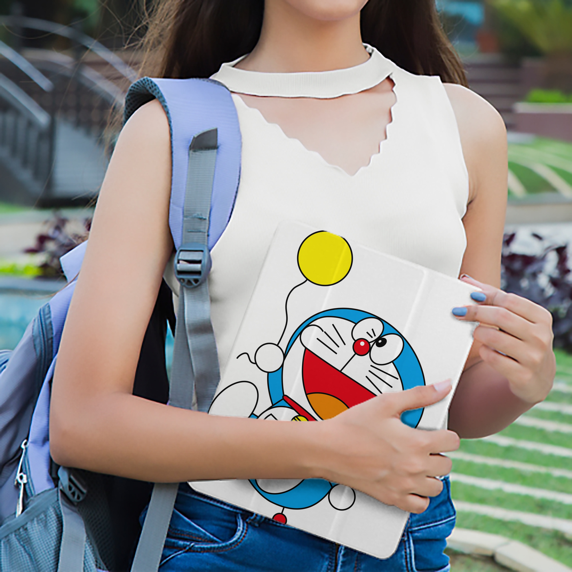 ドラえもん Doraemon IPad ケース ペン収納付き 三つ折りスタンド PUレザー×シリコン 対応機種9.5/10.5/10.9インチ