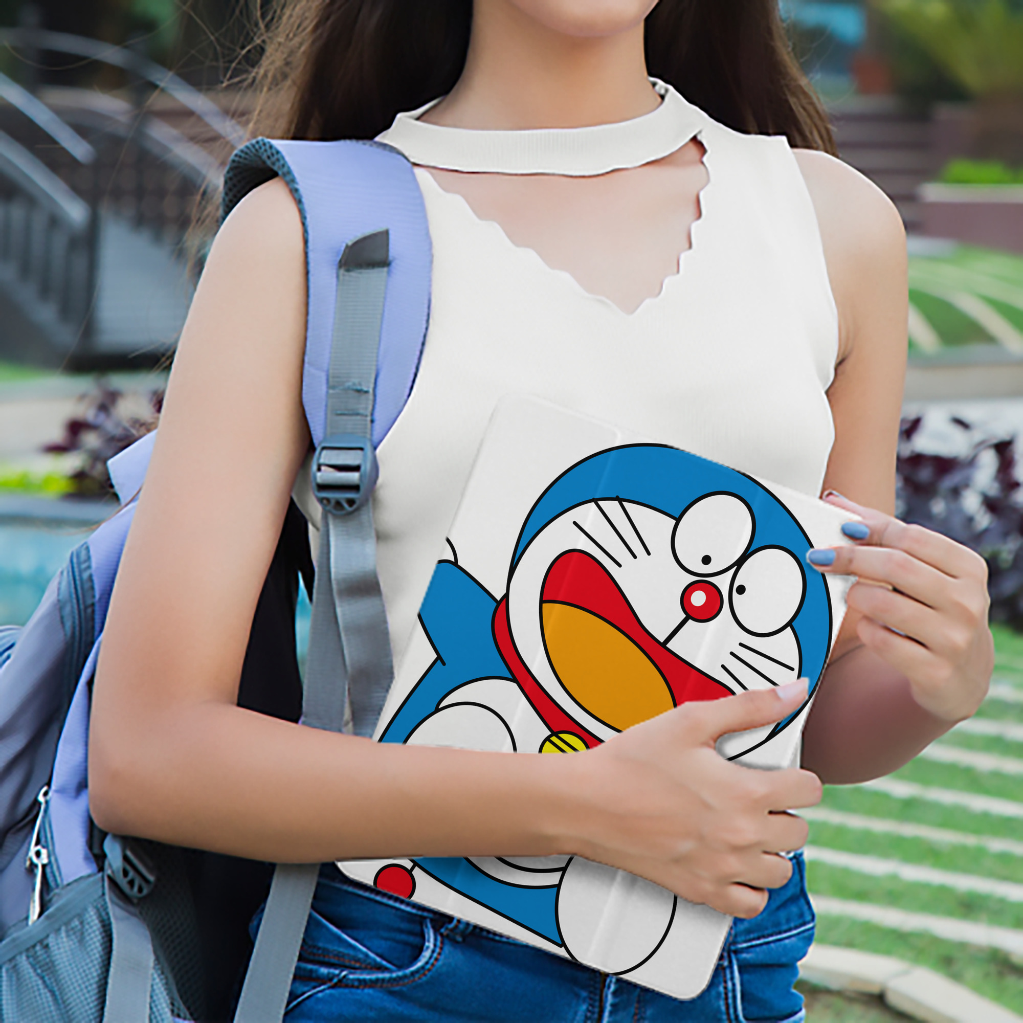 ドラえもん Doraemon IPad ケース ペン収納付き 三つ折りスタンド PUレザー×シリコン 対応機種9.5/10.5/10.9インチ