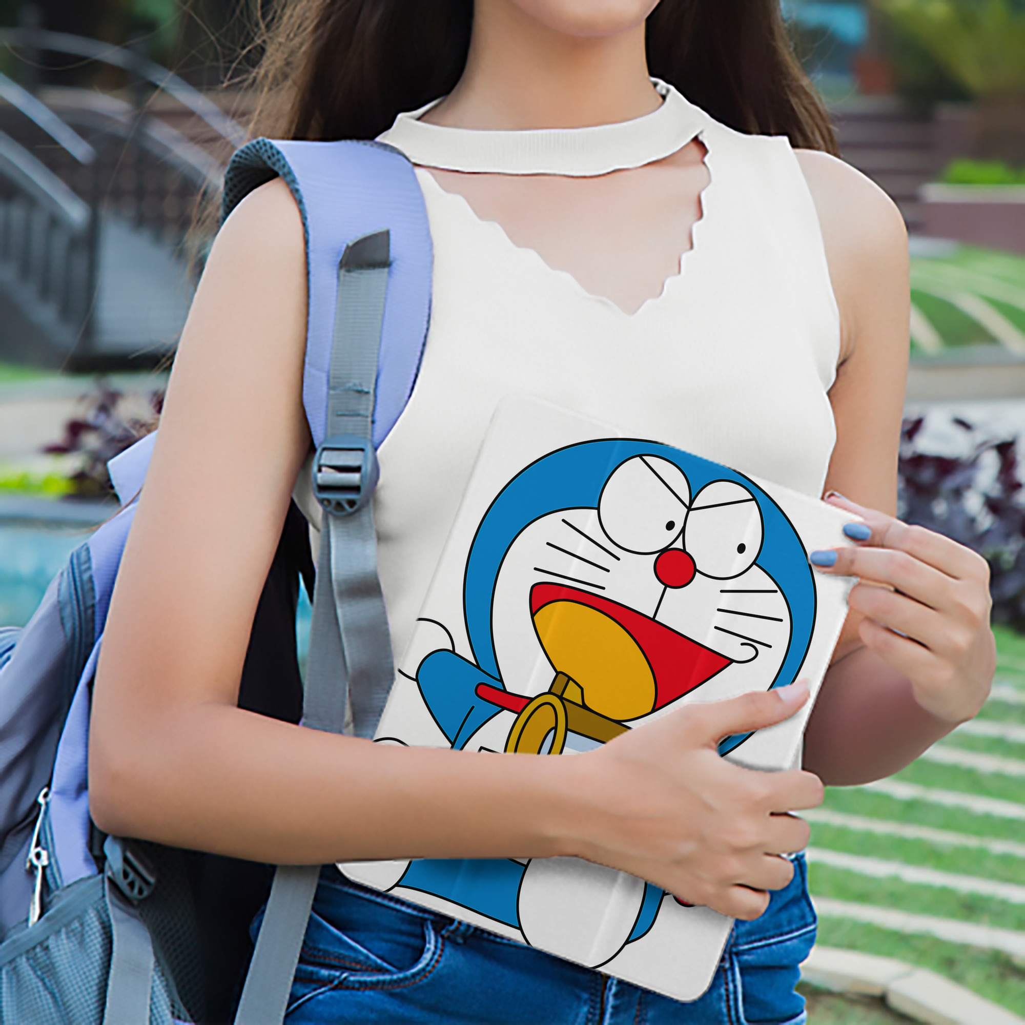 ドラえもん Doraemon IPad ケース ペン収納付き 三つ折りスタンド PUレザー×シリコン 対応機種9.5/10.5/10.9インチ