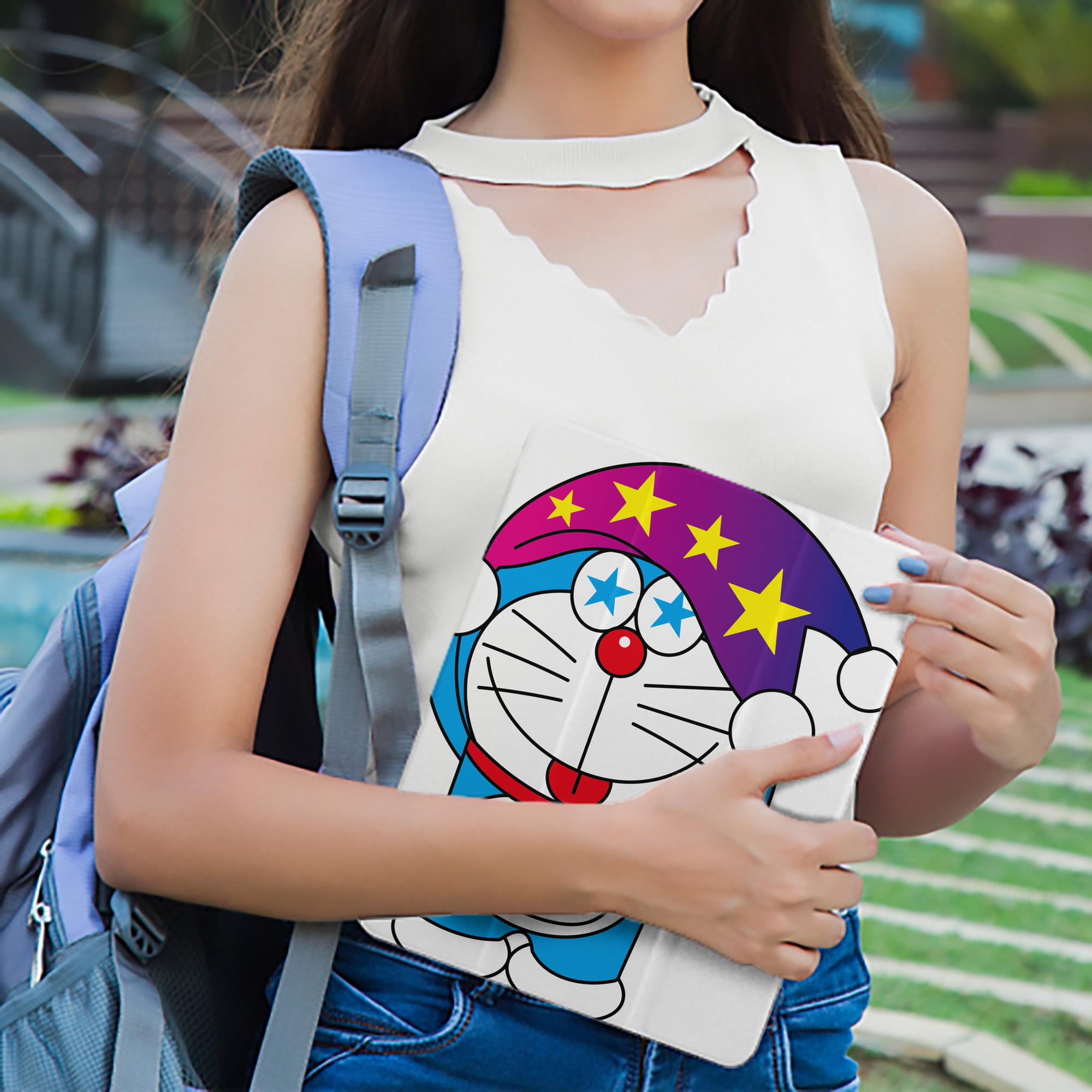 ドラえもん Doraemon IPad ケース ペン収納付き 三つ折りスタンド PUレザー×シリコン 対応機種9.5/10.5/10.9インチ