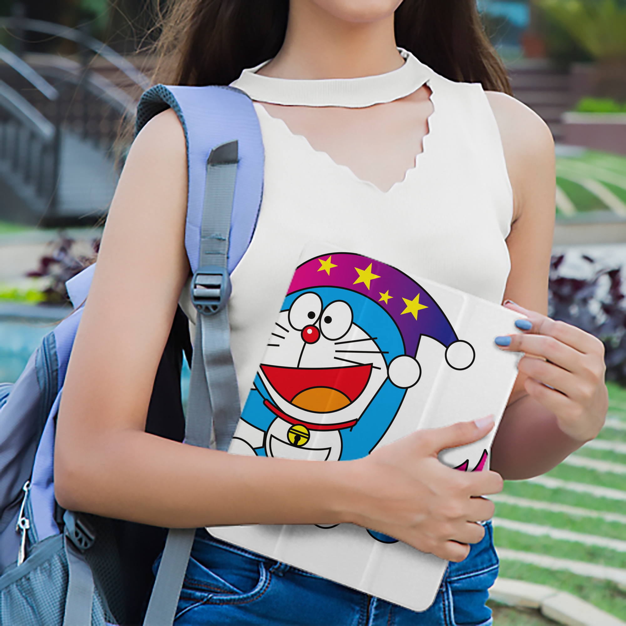 ドラえもん Doraemon IPad ケース ペン収納付き 三つ折りスタンド PUレザー×シリコン 対応機種9.5/10.5/10.9インチ