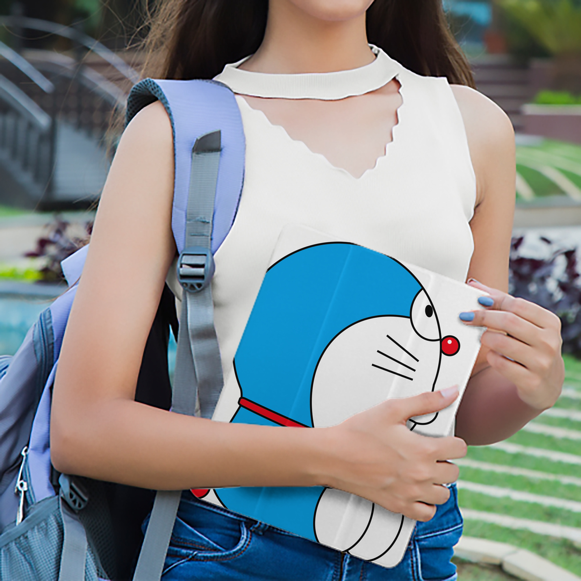ドラえもん Doraemon IPad ケース ペン収納付き 三つ折りスタンド PUレザー×シリコン 対応機種9.5/10.5/10.9インチ