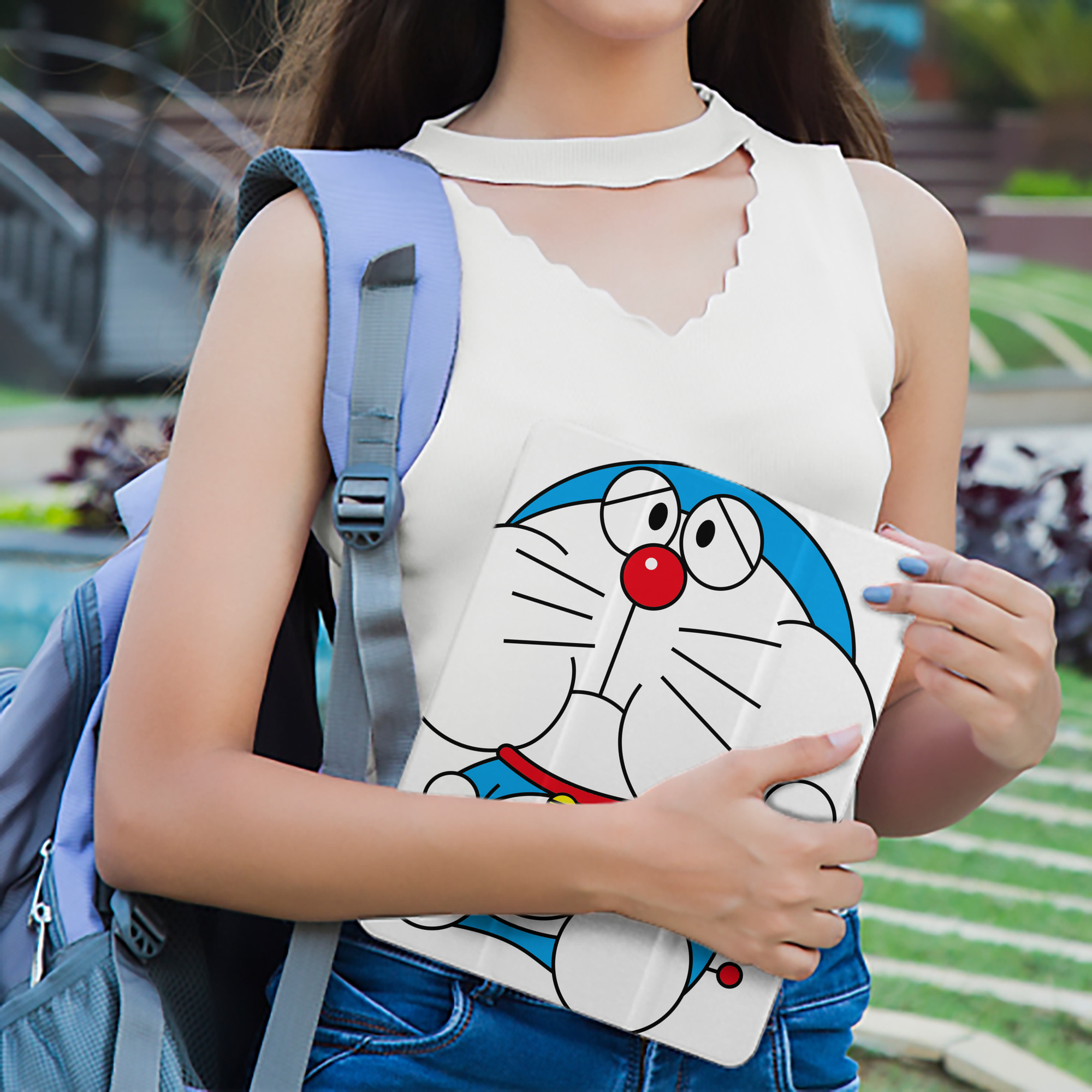 ドラえもん Doraemon IPad ケース ペン収納付き 三つ折りスタンド PUレザー×シリコン 対応機種9.5/10.5/10.9インチ