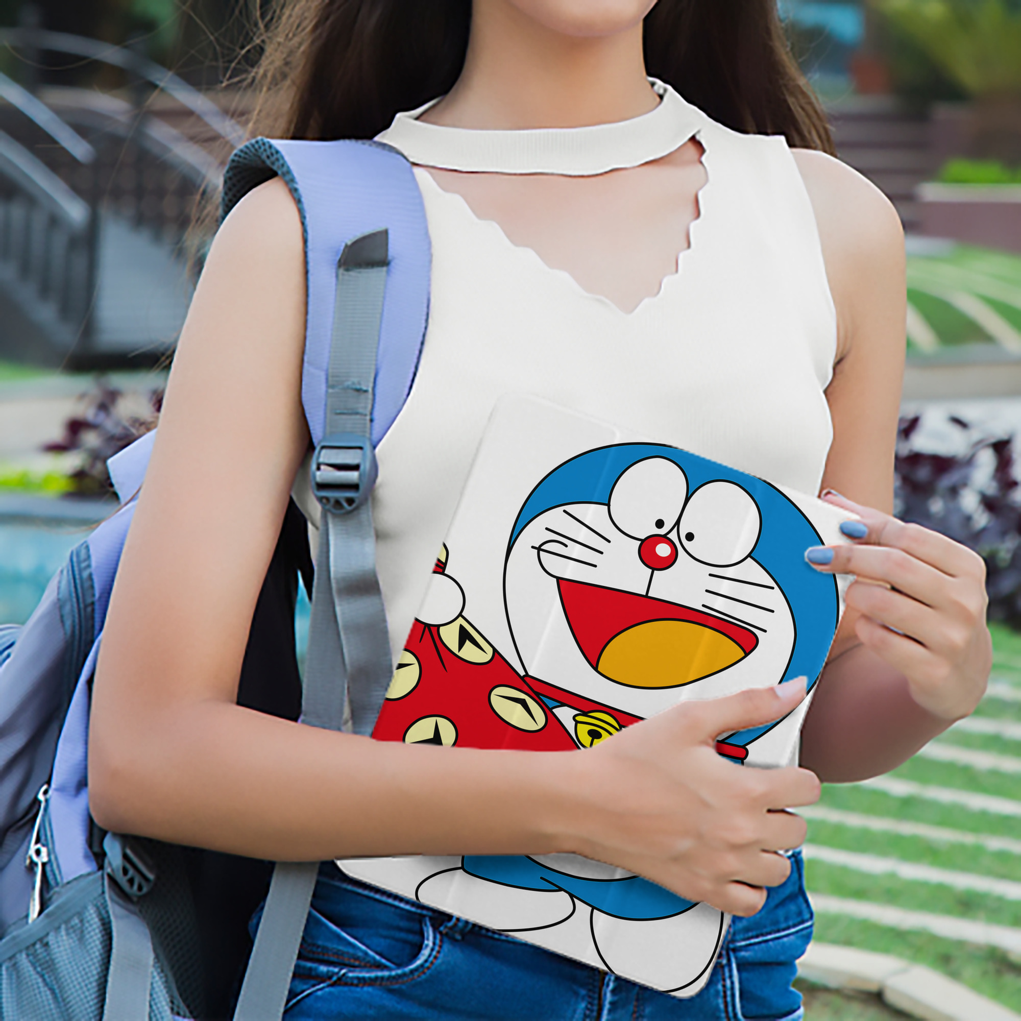 ドラえもん Doraemon IPad ケース ペン収納付き 三つ折りスタンド PUレザー×シリコン 対応機種9.5/10.5/10.9インチ