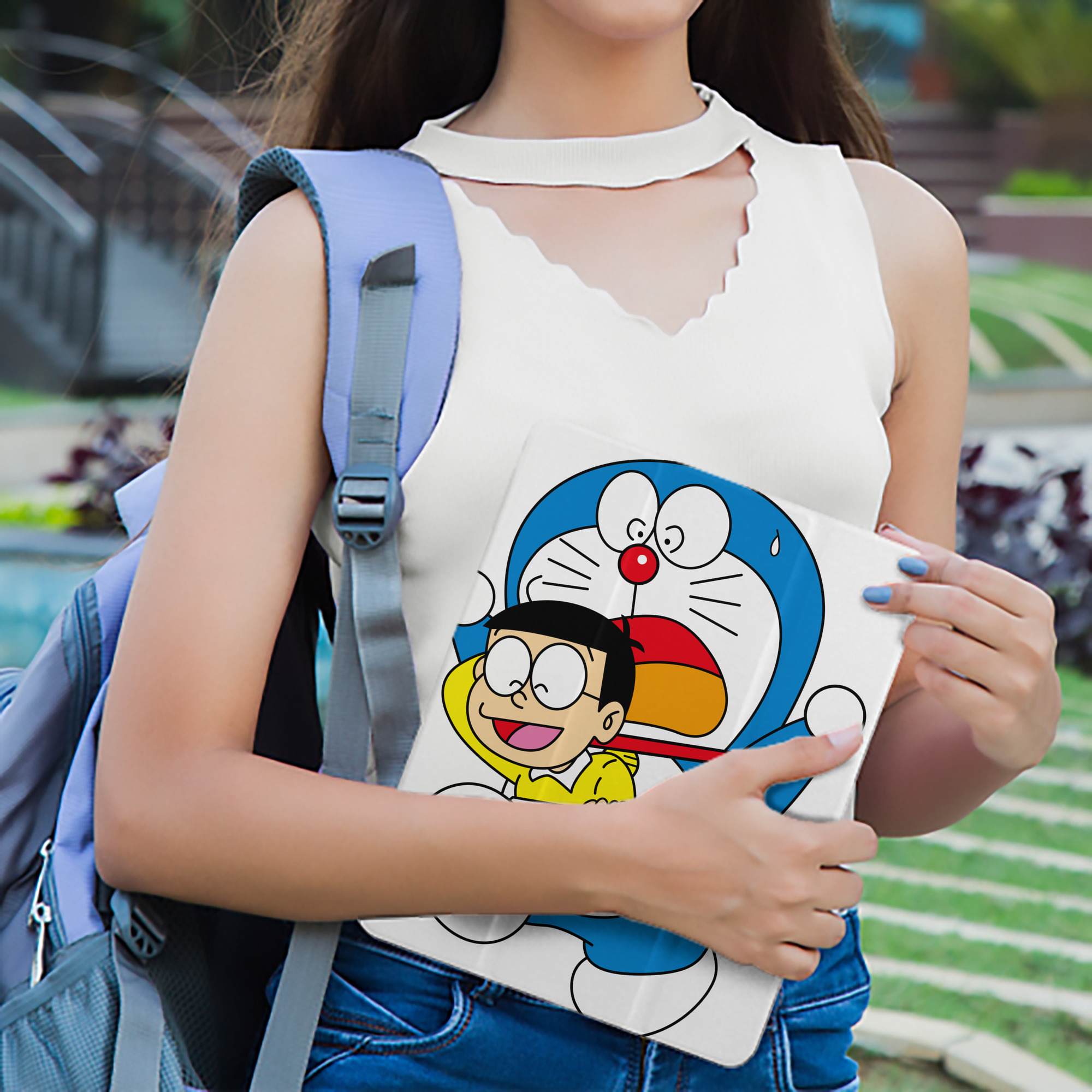 ドラえもん Doraemon IPad ケース ペン収納付き 三つ折りスタンド PUレザー×シリコン 対応機種9.5/10.5/10.9インチ