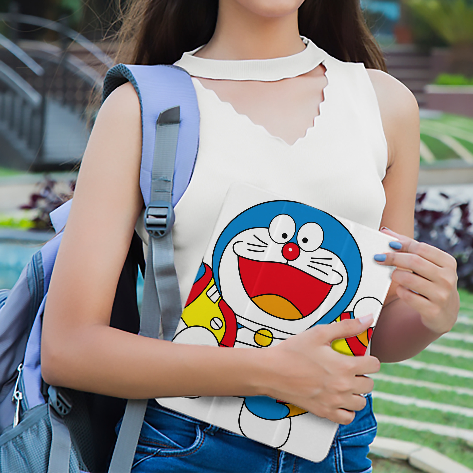 ドラえもん Doraemon IPad ケース ペン収納付き 三つ折りスタンド PUレザー×シリコン 対応機種9.5/10.5/10.9インチ