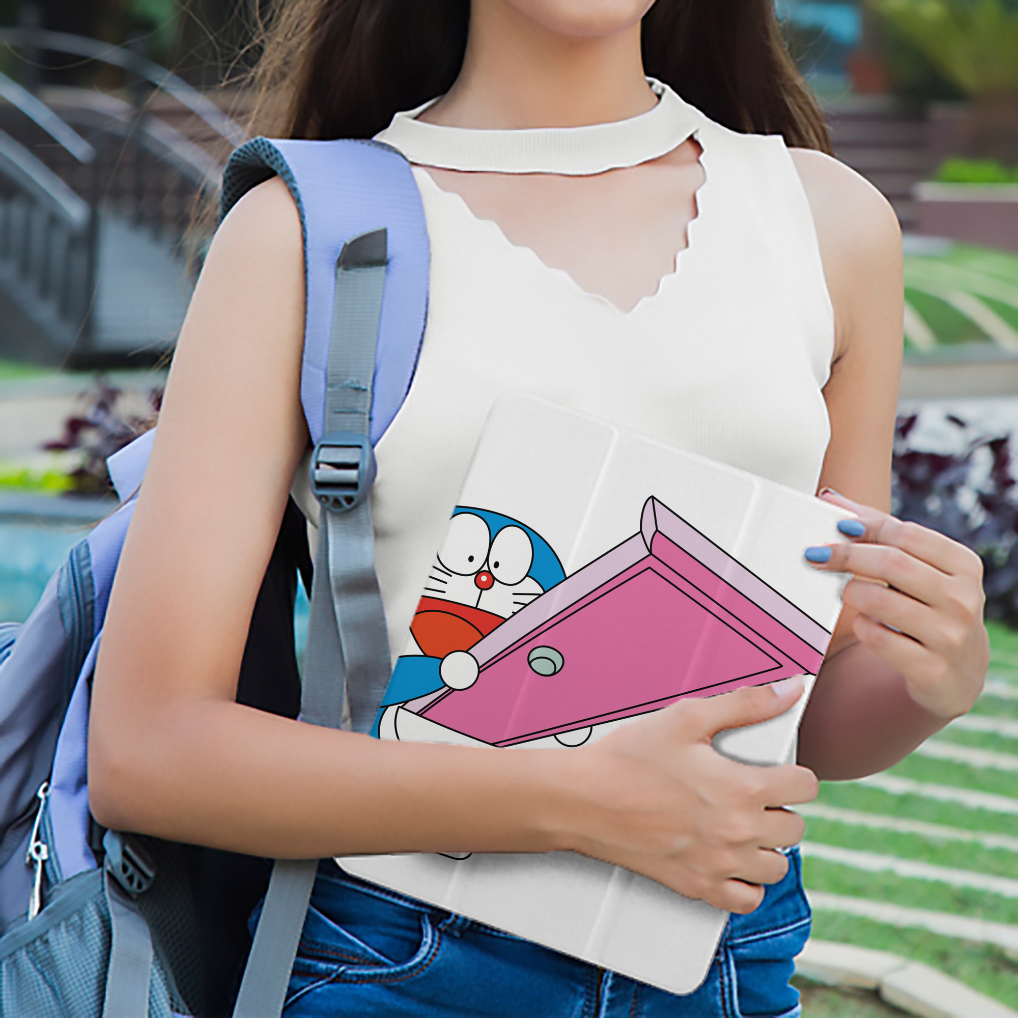 ドラえもん Doraemon IPad ケース ペン収納付き 三つ折りスタンド PUレザー×シリコン 対応機種9.5/10.5/10.9インチ