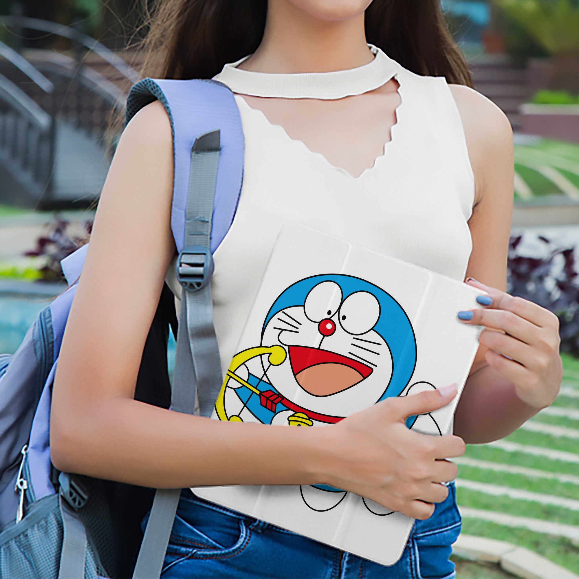 ドラえもん Doraemon IPad ケース ペン収納付き 三つ折りスタンド PUレザー×シリコン 対応機種9.5/10.5/10.9インチ