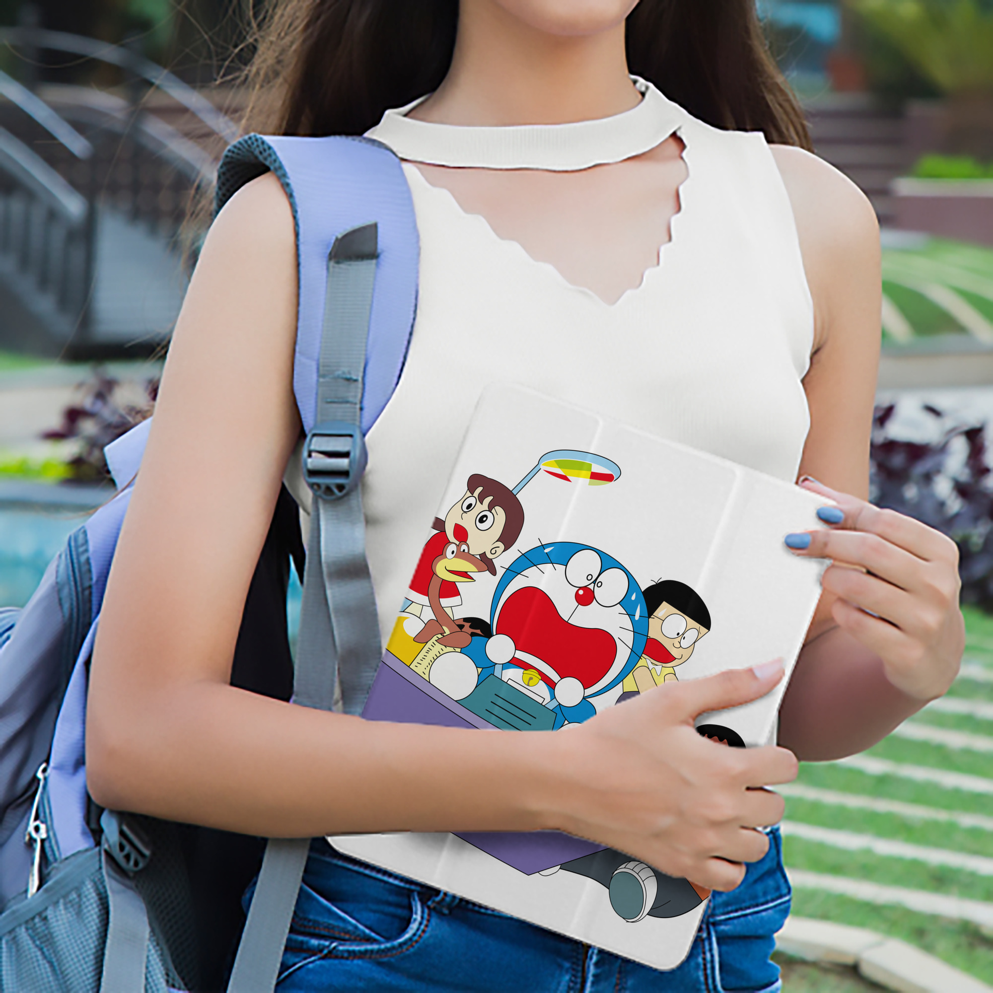 ドラえもん Doraemon IPad ケース ペン収納付き 三つ折りスタンド PUレザー×シリコン 対応機種9.5/10.5/10.9インチ