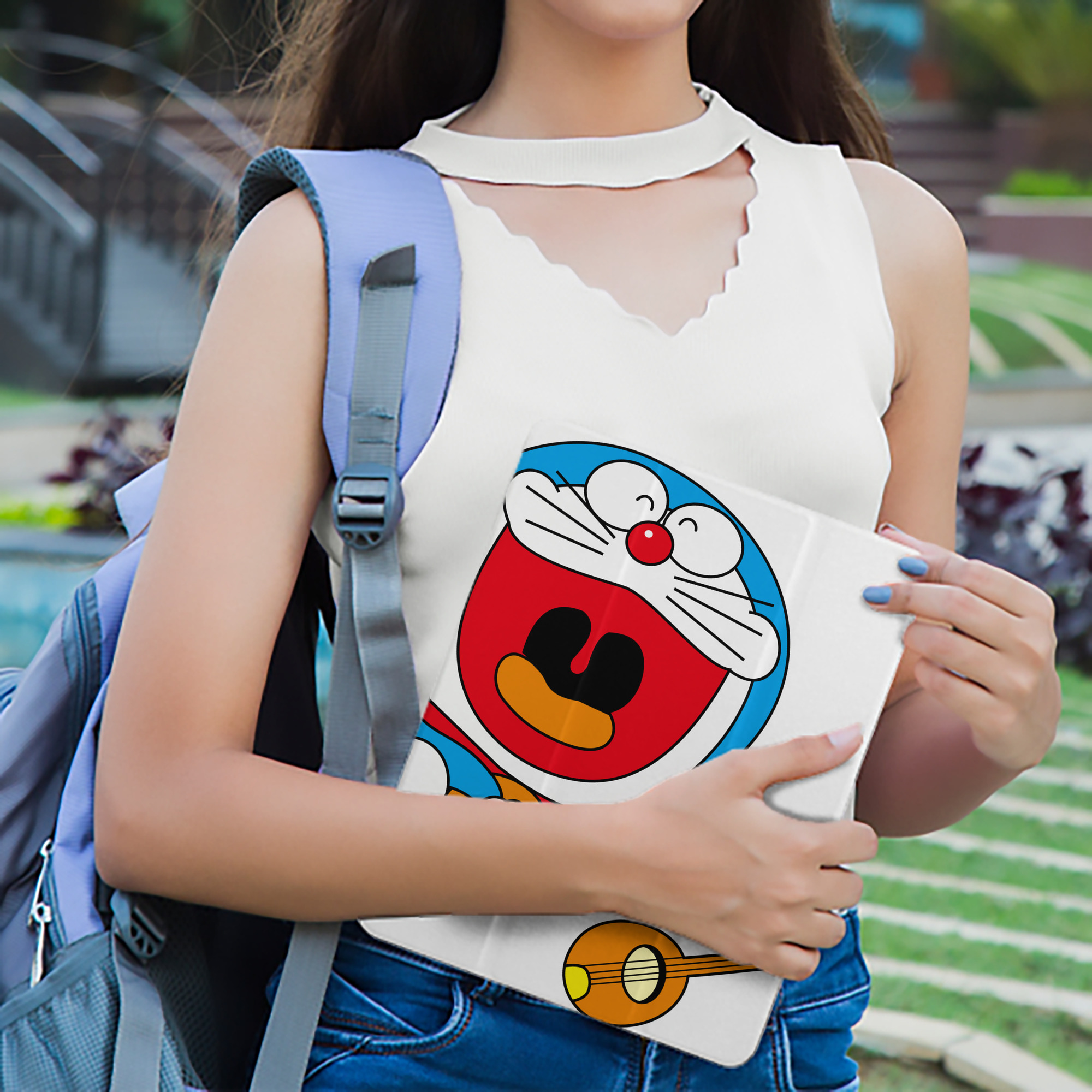 ドラえもん Doraemon IPad ケース ペン収納付き 三つ折りスタンド PUレザー×シリコン 対応機種9.5/10.5/10.9インチ